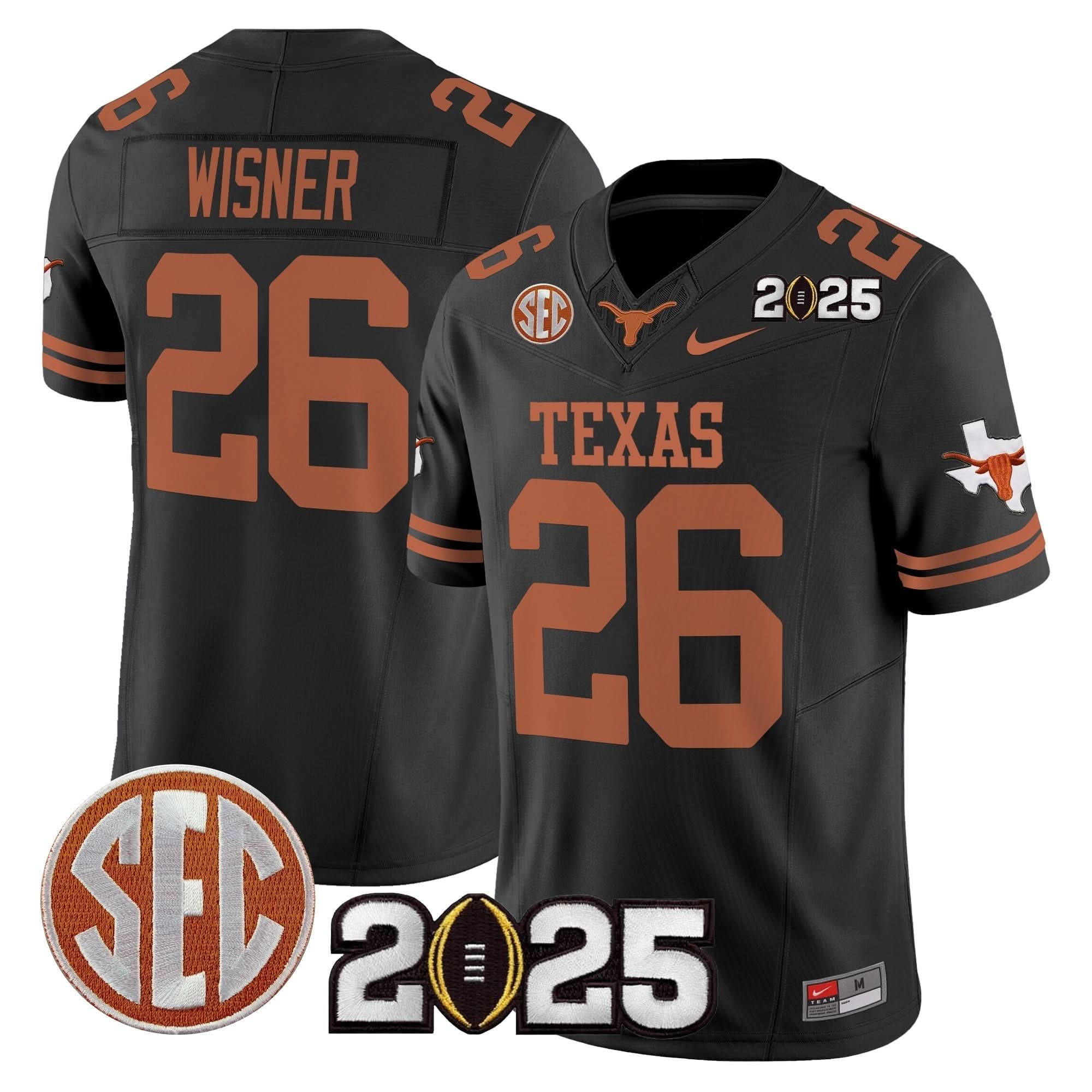 Texas Longhorns 2025 CFP Final Patch Vapor Limited Jersey - All Stitched 18 Texas Longhorns 2025 CFP Final Patch Vapor Limited Jersey - All Stitched - Image 18