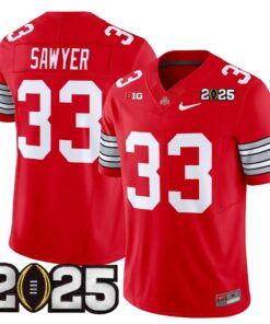 Alternative view of Ohio State Buckeyes 'Heritage Stripe' 2025 CFP Final Patch Vapor Limited Jersey - All Stitched