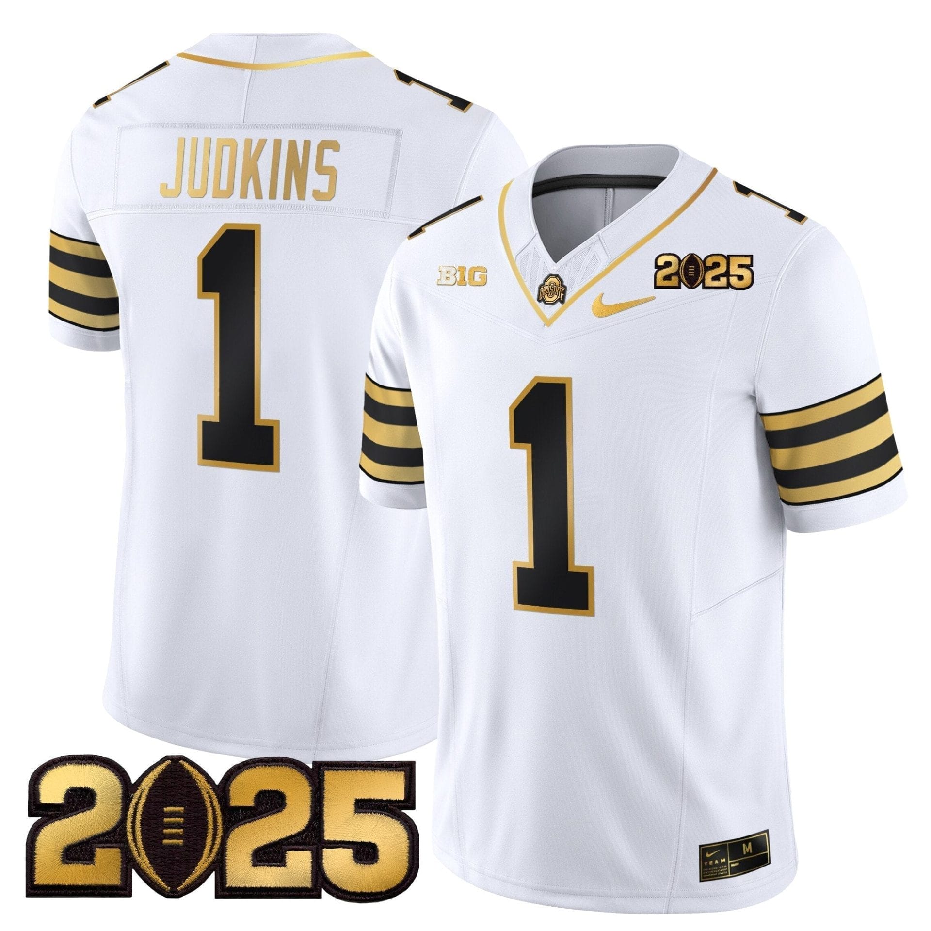 Ohio State Buckeyes 'Heritage Stripe' CFP Final Patch Gold Vapor Limited Jersey - All Stitched 36 Ohio State Buckeyes 'Heritage Stripe' CFP Final Patch Gold Vapor Limited Jersey - All Stitched - Image 36