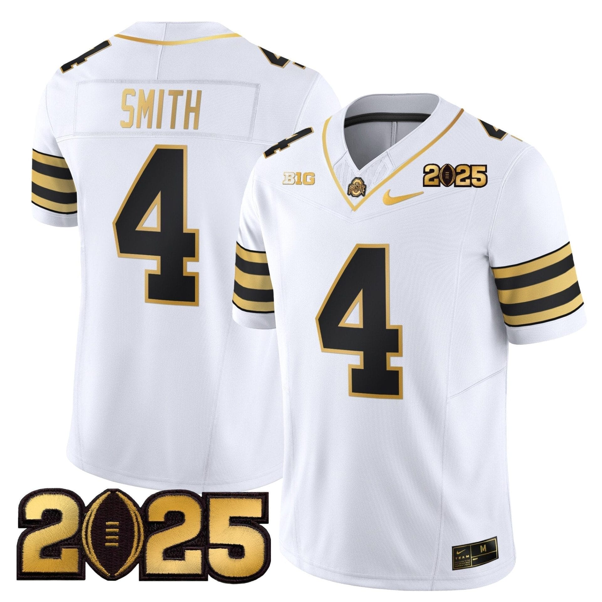 Ohio State Buckeyes 'Heritage Stripe' CFP Final Patch Gold Vapor Limited Jersey - All Stitched 23 Ohio State Buckeyes 'Heritage Stripe' CFP Final Patch Gold Vapor Limited Jersey - All Stitched - Image 23