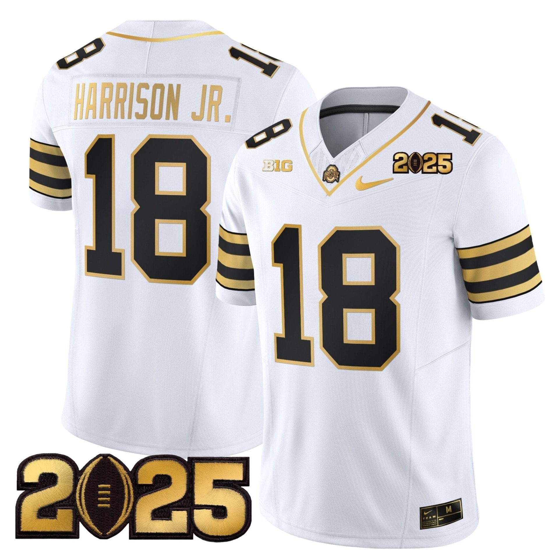 Ohio State Buckeyes 'Heritage Stripe' CFP Final Patch Gold Vapor Limited Jersey - All Stitched 38 Ohio State Buckeyes 'Heritage Stripe' CFP Final Patch Gold Vapor Limited Jersey - All Stitched - Image 38