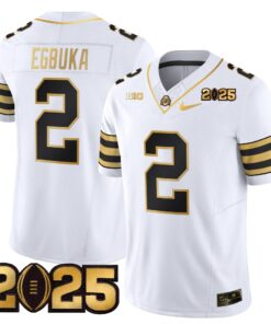 Alternative view of Ohio State Buckeyes 'Heritage Stripe' CFP Final Patch Gold Vapor Limited Jersey - All Stitched