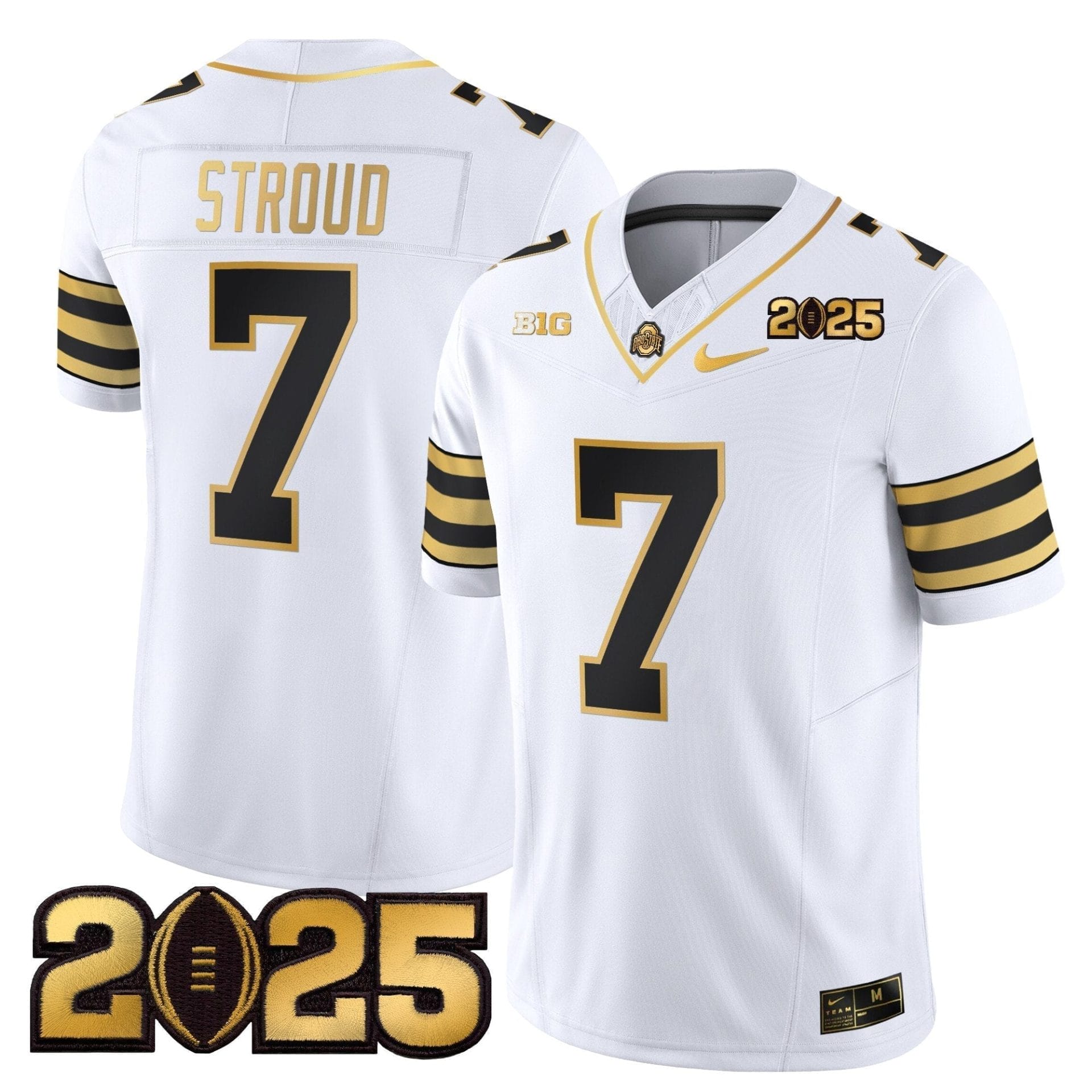 Ohio State Buckeyes 'Heritage Stripe' CFP Final Patch Gold Vapor Limited Jersey - All Stitched 39 Ohio State Buckeyes 'Heritage Stripe' CFP Final Patch Gold Vapor Limited Jersey - All Stitched - Image 39