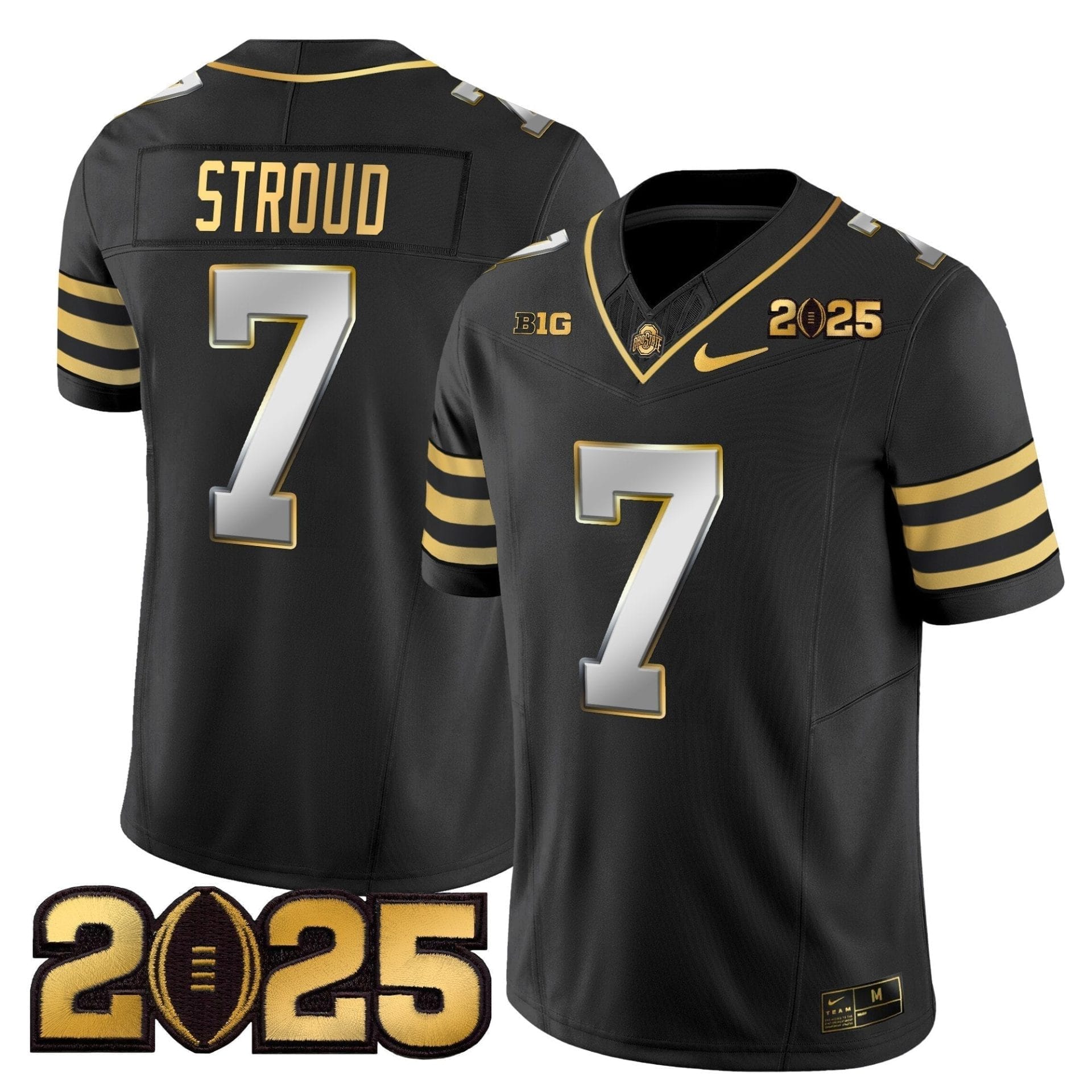 Ohio State Buckeyes 'Heritage Stripe' CFP Final Patch Gold Vapor Limited Jersey - All Stitched 24 Ohio State Buckeyes 'Heritage Stripe' CFP Final Patch Gold Vapor Limited Jersey - All Stitched - Image 24