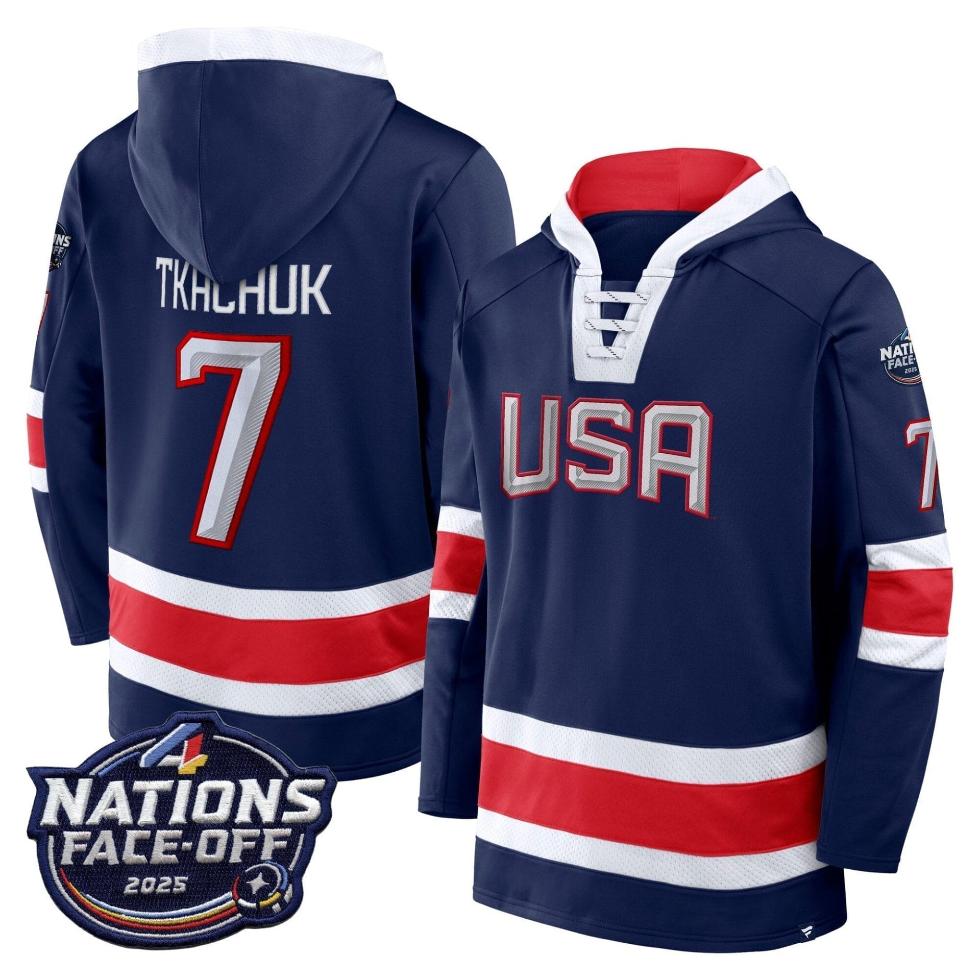 USA 4 Nations Face-Off 2025 Inside Line Pullover Hoodie - All Stitched 2 USA 4 Nations Face-Off 2025 Inside Line Pullover Hoodie - All Stitched - Image 2