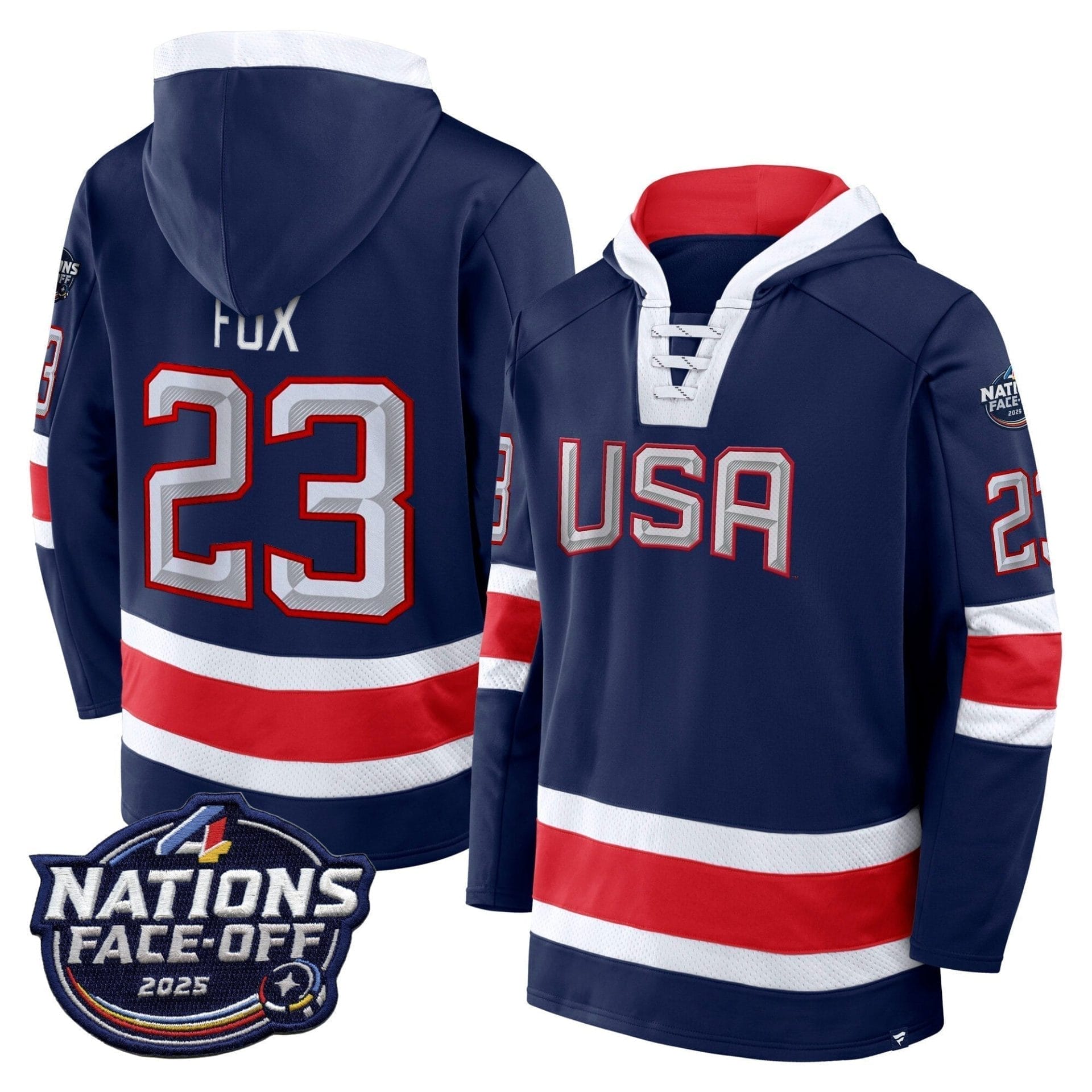 USA 4 Nations Face-Off 2025 Inside Line Pullover Hoodie - All Stitched 6 USA 4 Nations Face-Off 2025 Inside Line Pullover Hoodie - All Stitched - Image 6