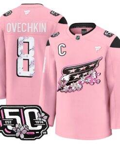 Men Washington Capitals 50th Anniversary Cherry Blossom Premium Jersey - All Stitched