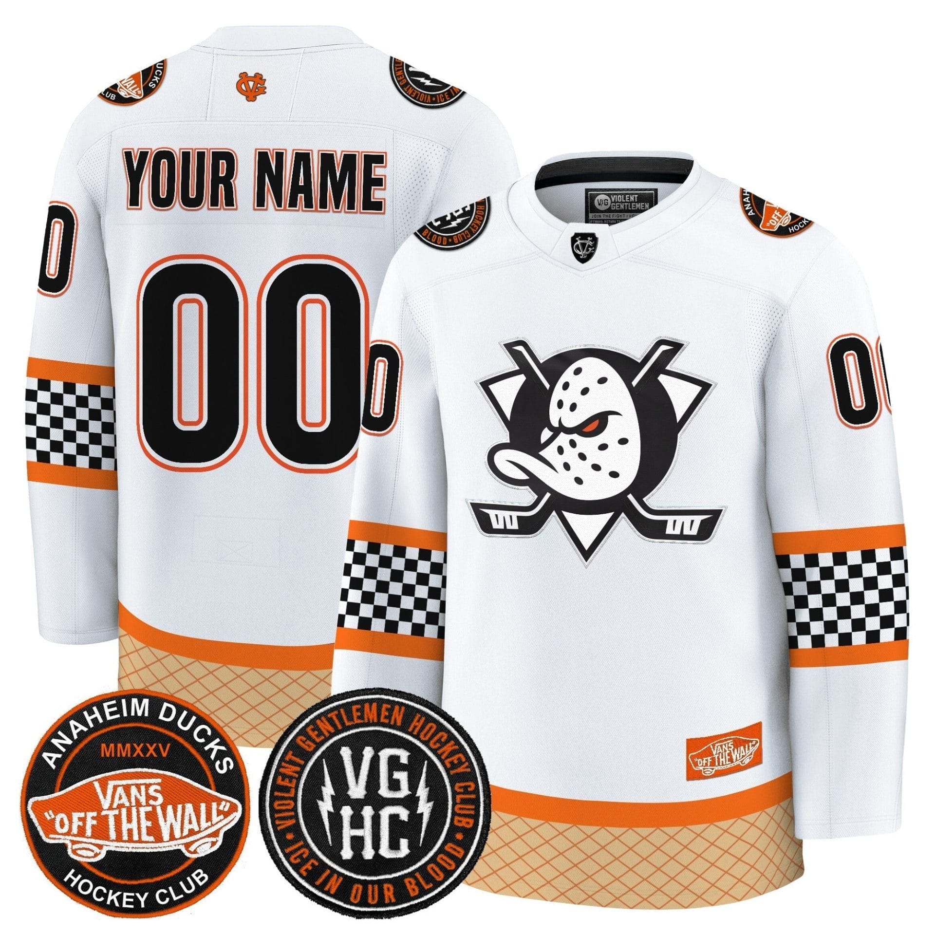 Anaheim Ducks Checkerboard 2025 Premium Custom Jersey - All Stitched 3 Anaheim Ducks Checkerboard 2025 Premium Custom Jersey - All Stitched - Image 3