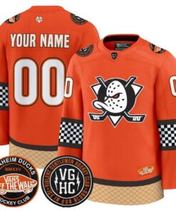 Alternative view of Anaheim Ducks Checkerboard 2025 Premium Custom Jersey - All Stitched