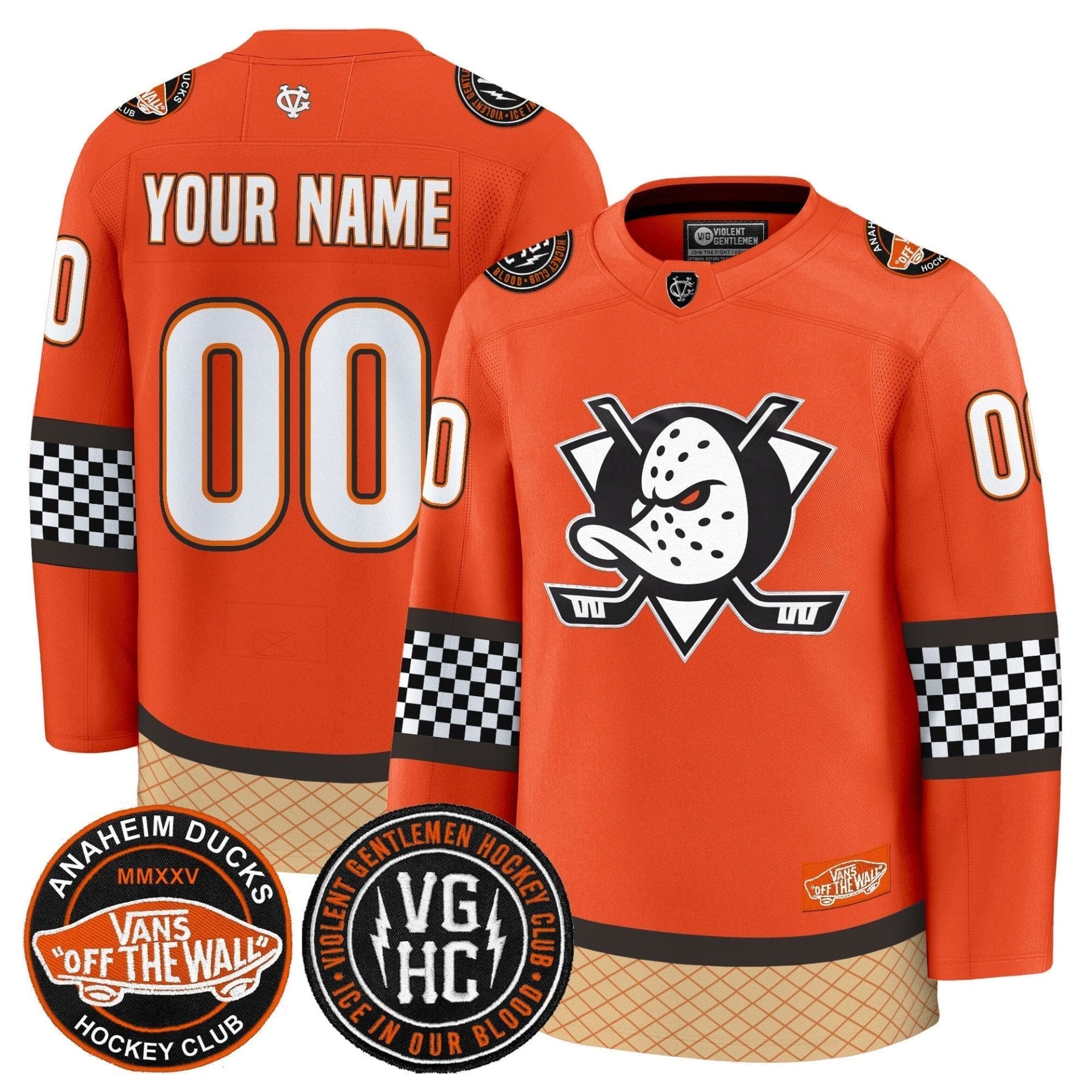Anaheim Ducks Checkerboard 2025 Premium Custom Jersey - All Stitched 2 Anaheim Ducks Checkerboard 2025 Premium Custom Jersey - All Stitched - Image 2