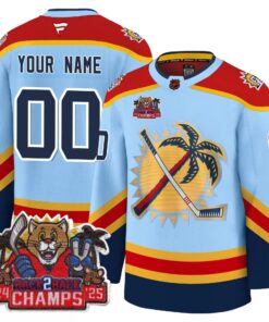 Custom San Florida Panthers 2025 Stanley Cup B2B Champions Jersey - All Stitched
