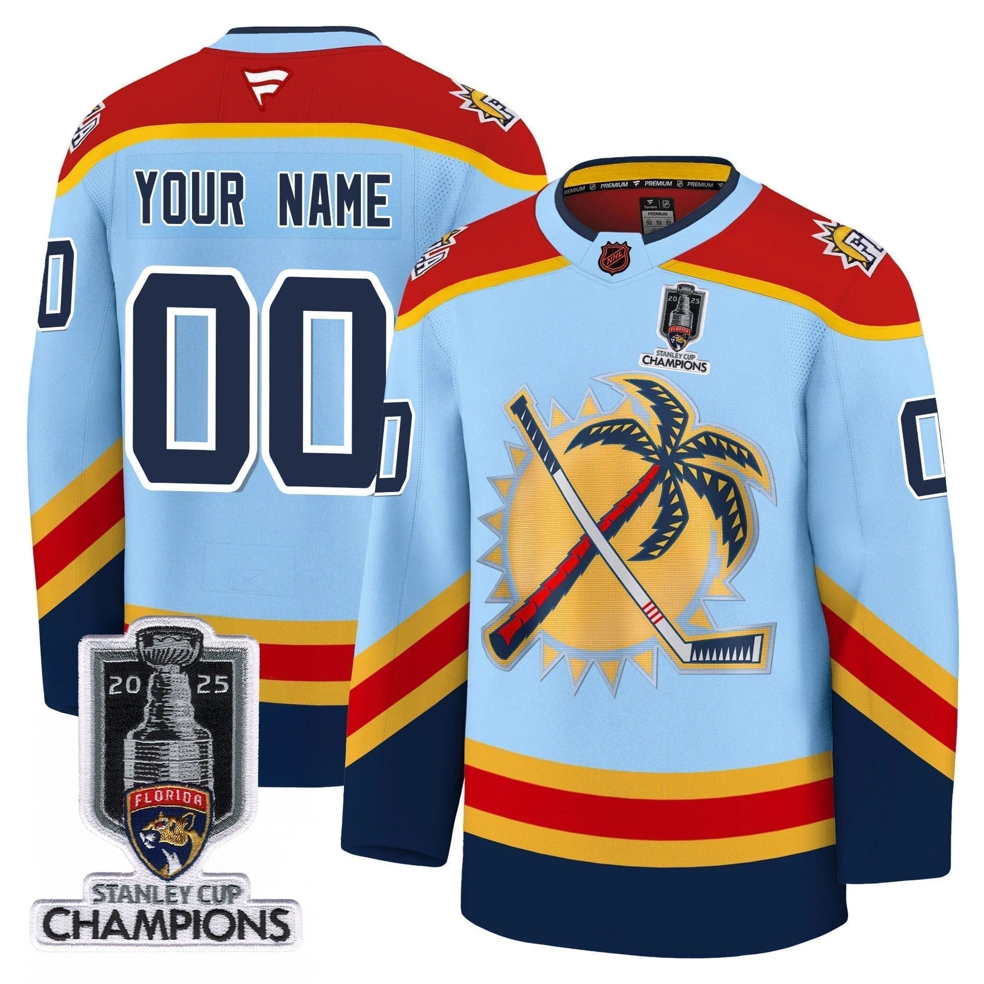 Florida Panthers 2025 Stanley Cup Champions Custom Jersey - All Stitched 56 1750239434594