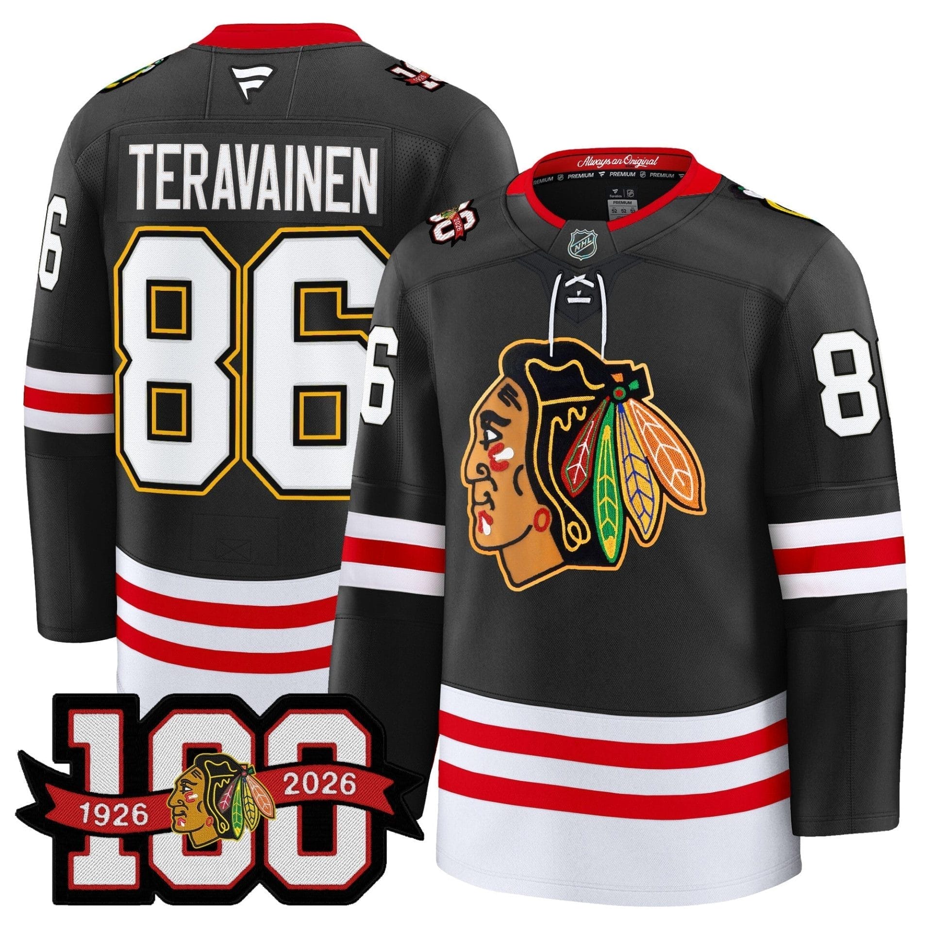 Chicago Blackhawks 100th Anniversary Premium Jersey - All Stitched 20 Chicago Blackhawks 100th Anniversary Premium Jersey - All Stitched - Image 20