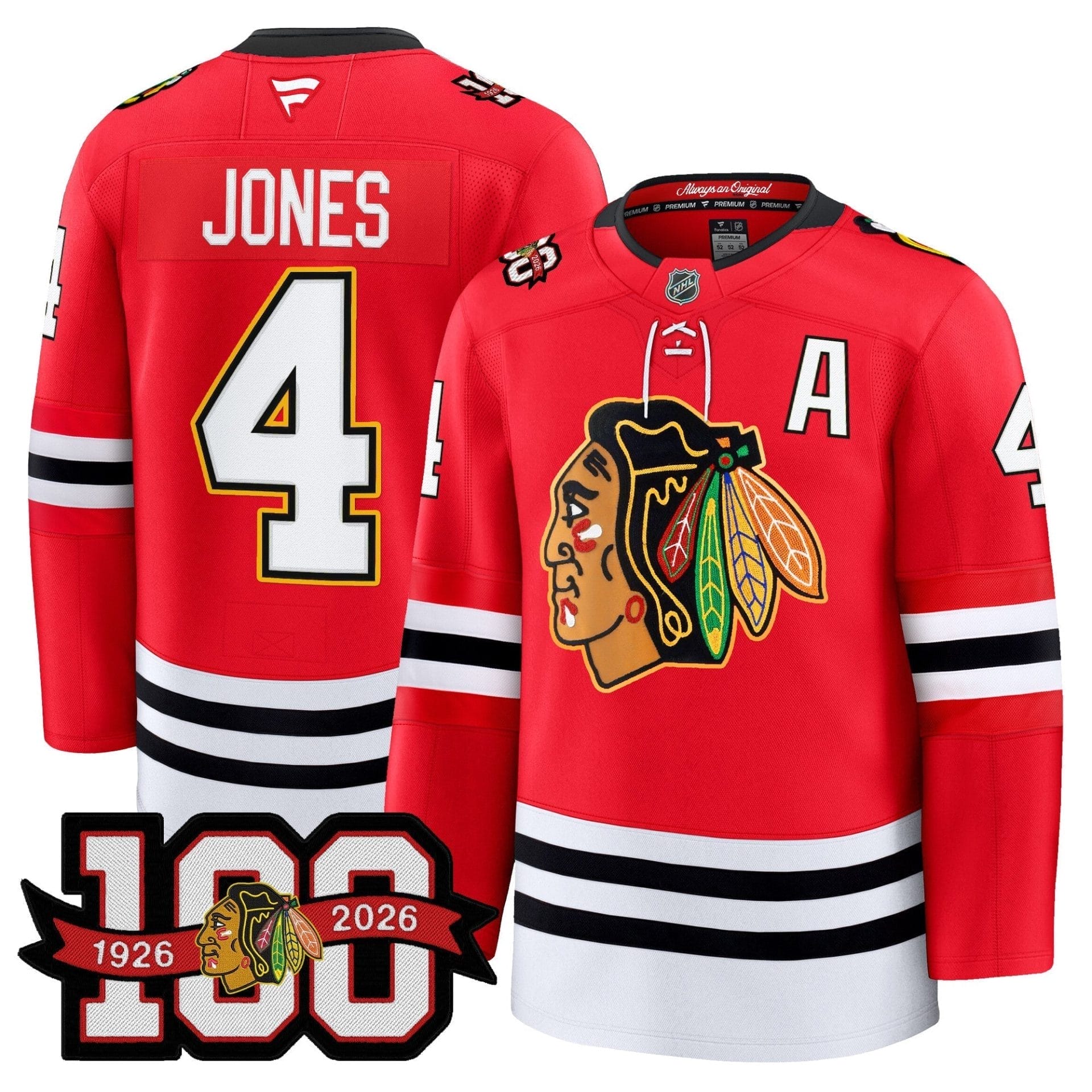 Chicago Blackhawks 100th Anniversary Premium Jersey - All Stitched 2 Chicago Blackhawks 100th Anniversary Premium Jersey - All Stitched - Image 2