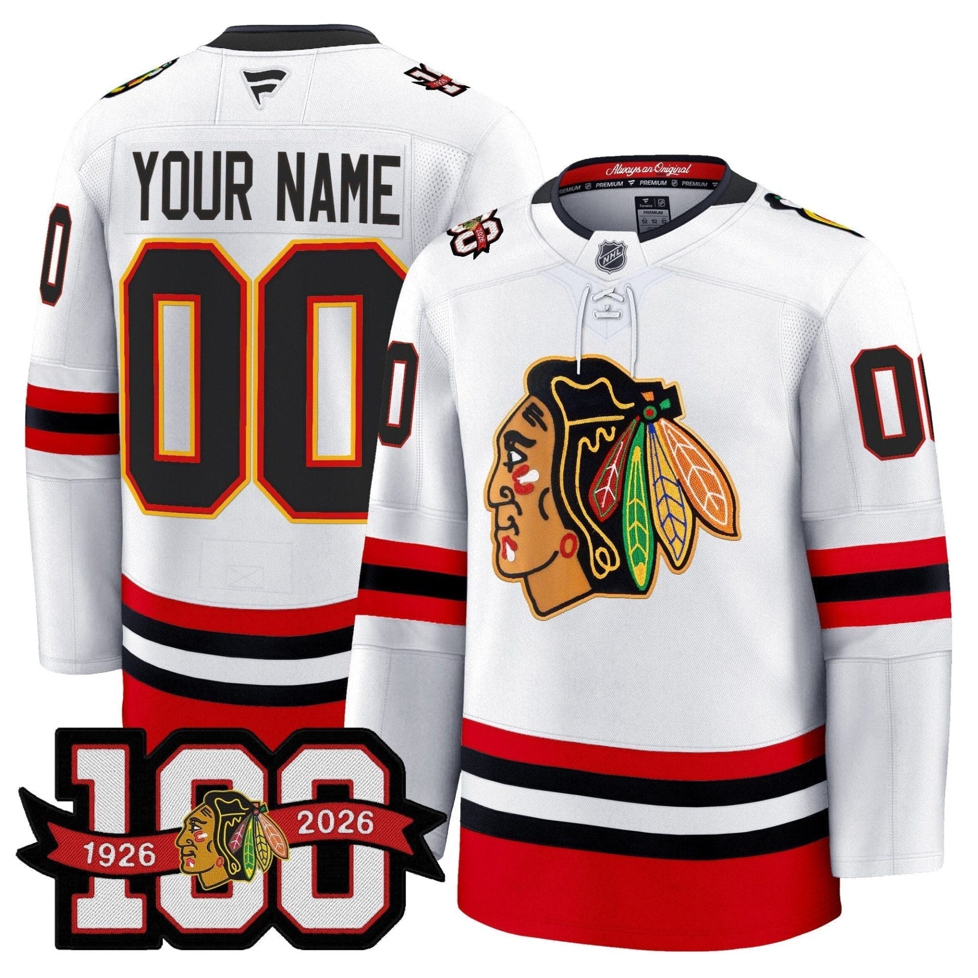 Chicago Blackhawks 100th Anniversary Premium Custom Jersey - All Stitched 49 175110767618e41df482