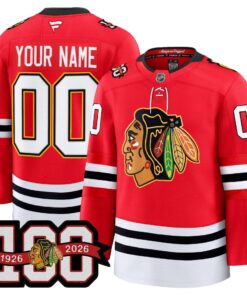 Alternative view of Chicago Blackhawks 100th Anniversary Premium Custom Jersey - All Stitched