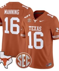 Texas Longhorns 2025 State Map & SEC Patch Vapor Limited Jersey - All Stitched