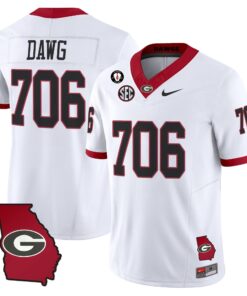Georgia Bulldogs 2025 Georgia Map & Vince Dooley Patch Vapor Limited Jersey - All Stitched 84 1753764328b5184df8af