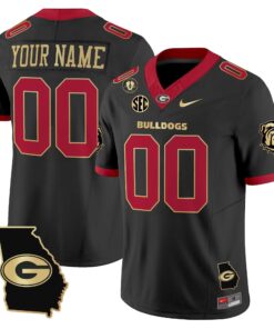 Alternative view of Custom Georgia Bulldogs Jersey 2025 Georgia Map & Vince Dooley Patch Vapor Limited All Stitched