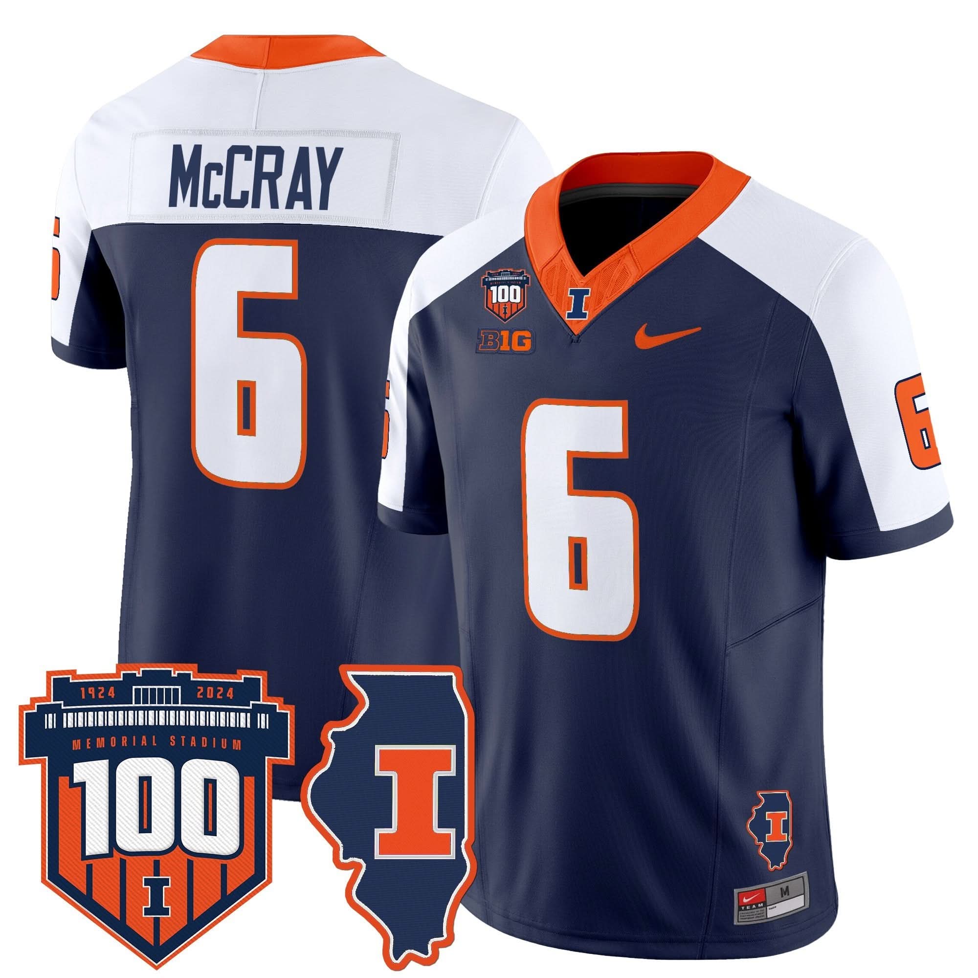 Illinois Fighting Illini 100th Memorial Stadium Patch Vapor Limited Jersey - All Stitched 41 Illinois Fighting Illini 100th Memorial Stadium Patch Vapor Limited Jersey - All Stitched - Image 41