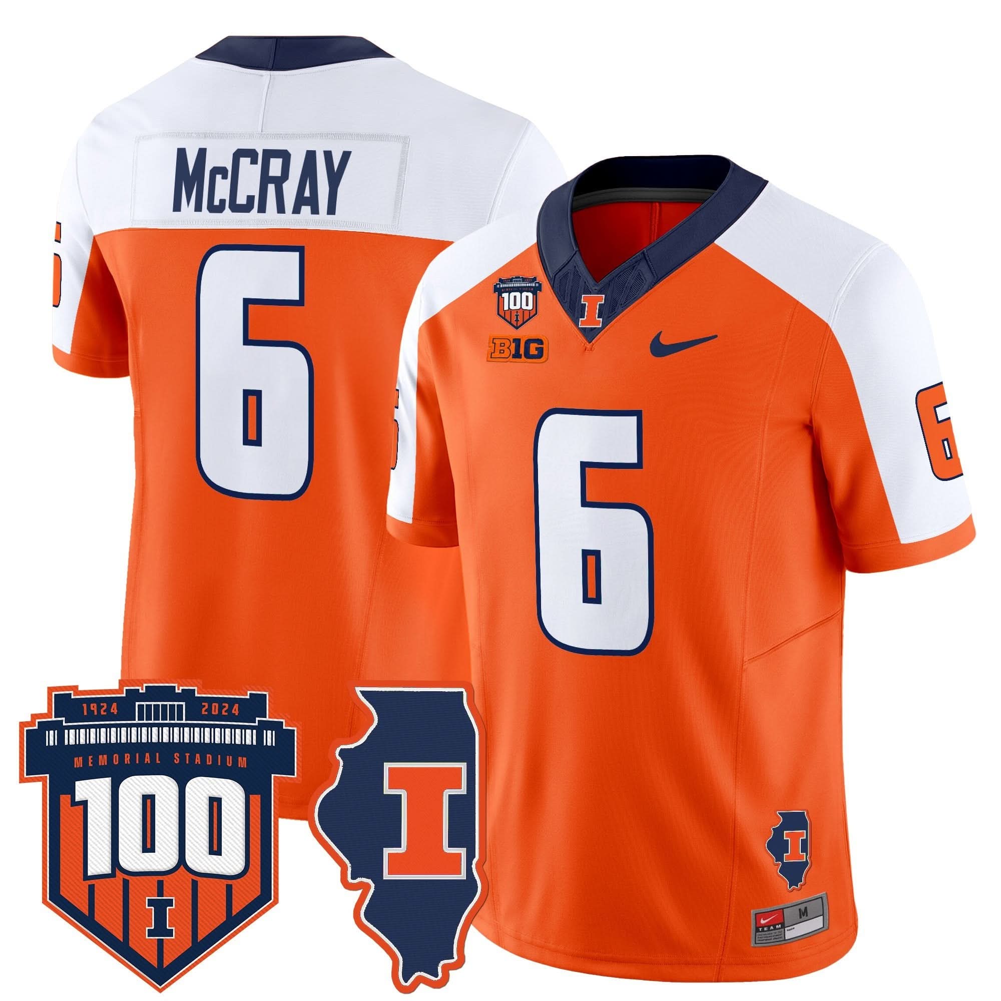 Illinois Fighting Illini 100th Memorial Stadium Patch Vapor Limited Jersey - All Stitched 47 Illinois Fighting Illini 100th Memorial Stadium Patch Vapor Limited Jersey - All Stitched - Image 47