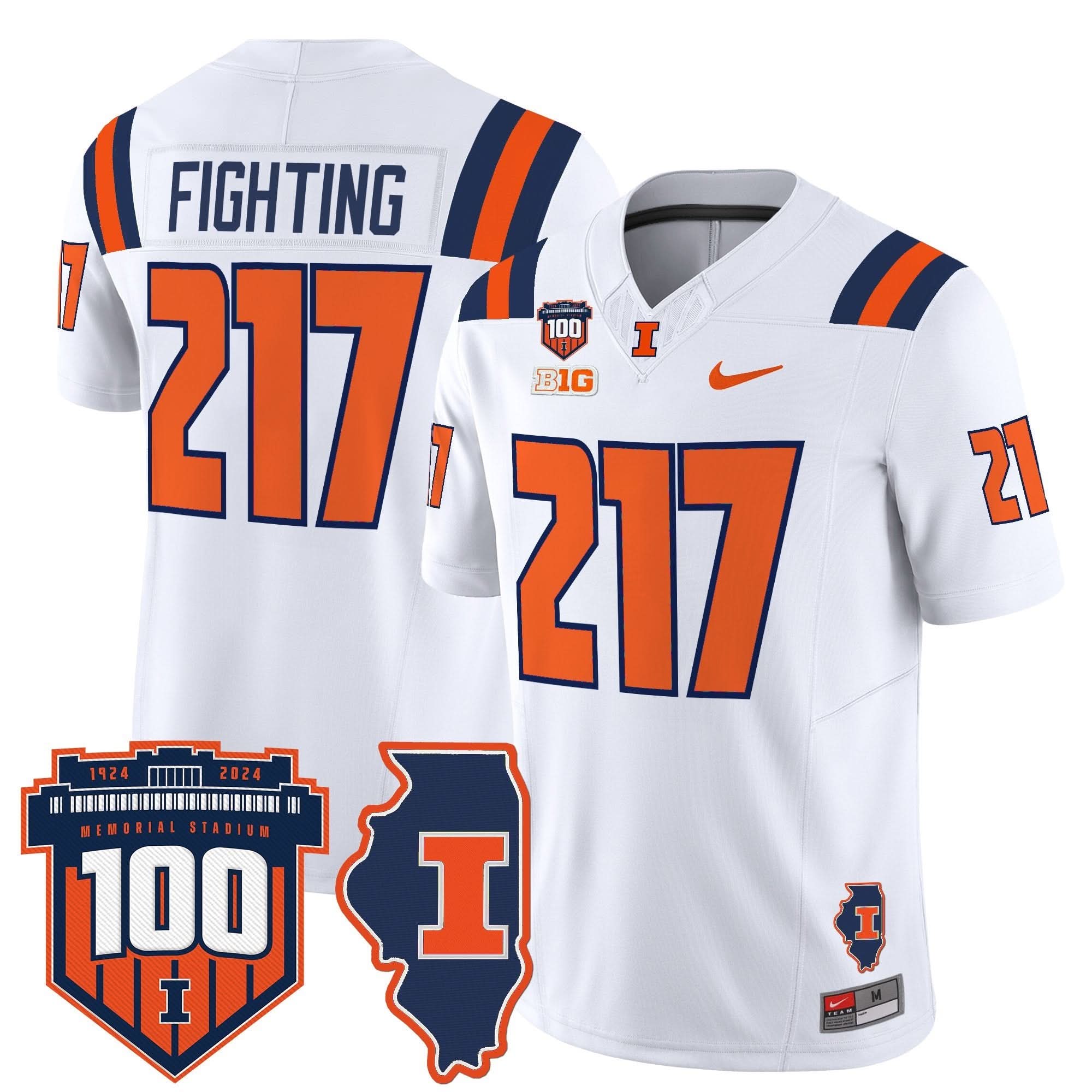 Illinois Fighting Illini 100th Memorial Stadium Patch Vapor Limited Jersey - All Stitched 25 Illinois Fighting Illini 100th Memorial Stadium Patch Vapor Limited Jersey - All Stitched - Image 25