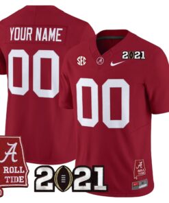 Custom  Alabama Crimson Tide Jersey '2021 CFP National Championship' Vapor Limited - Alabama Map - All Stitched