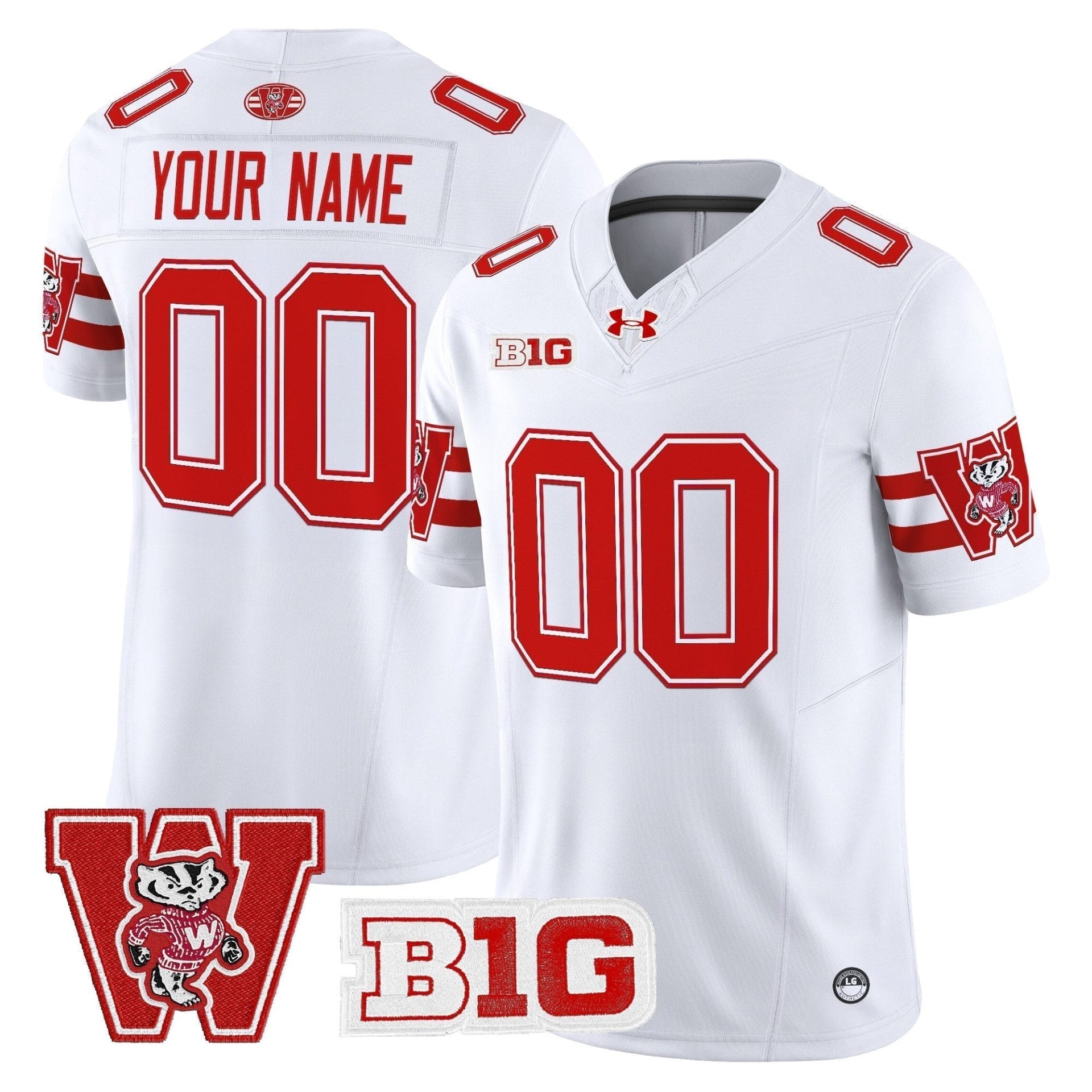 Custom Wisconsin Badgers Jersey Throwback Name, Number 2025 Stitched All Colors 2 Custom Wisconsin Badgers Jersey Throwback Name, Number 2025 Stitched All Colors - Image 2