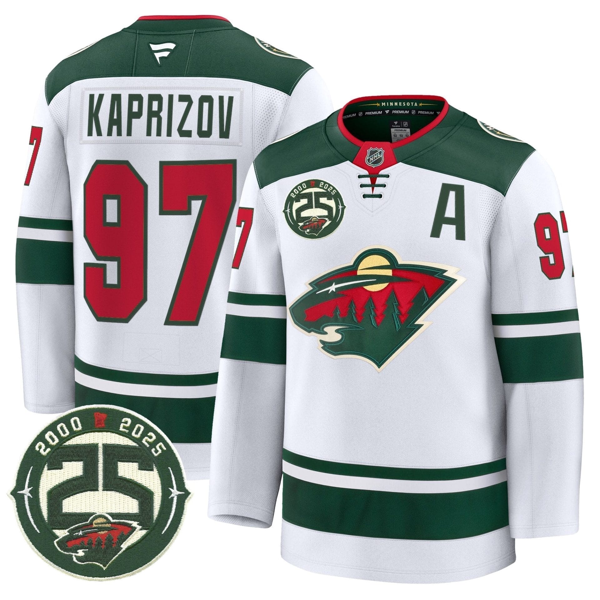 Minnesota Wild 25th Anniversary Patch Premium Jersey - All Stitched 6 Minnesota Wild 25th Anniversary Patch Premium Jersey - All Stitched - Image 6