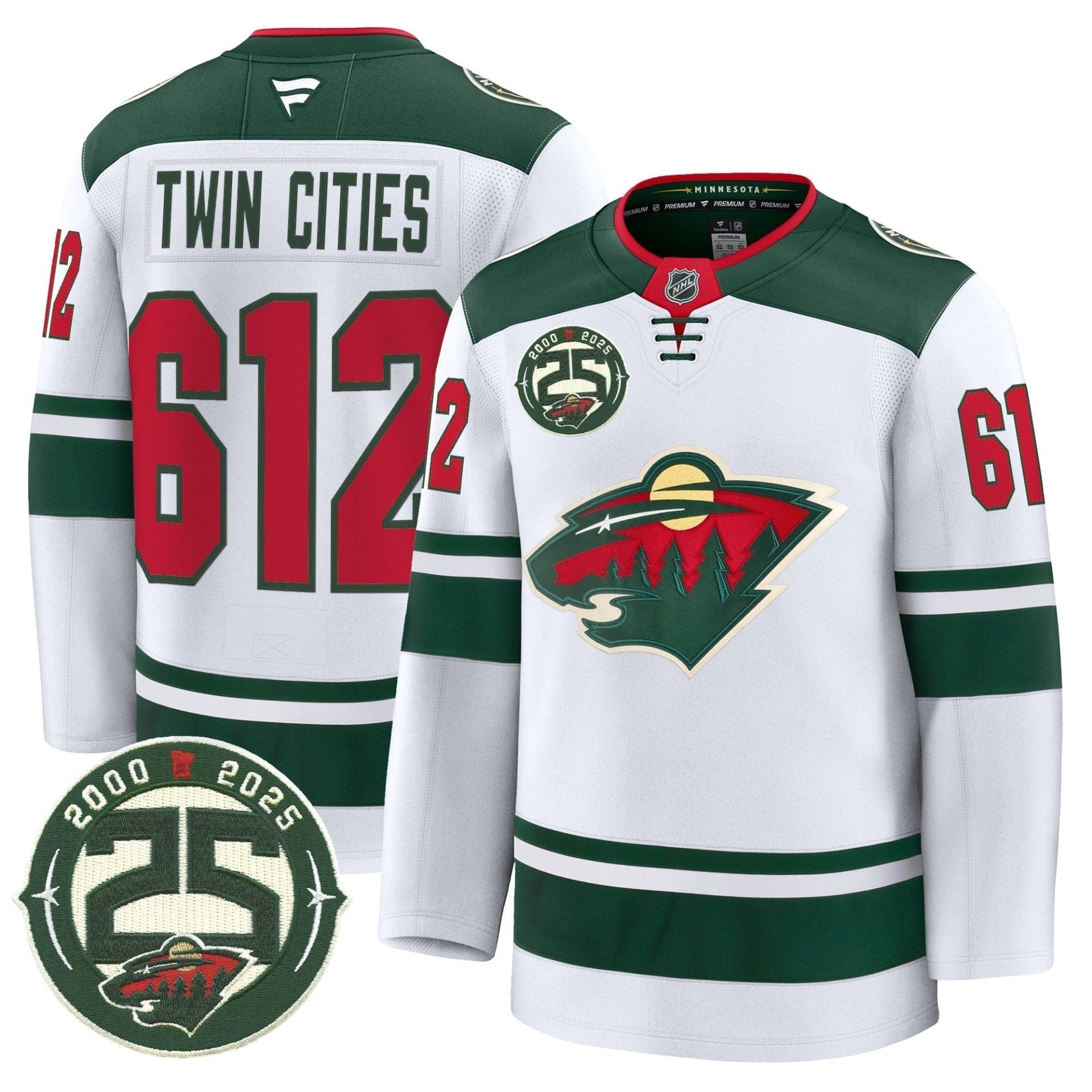 Minnesota Wild 25th Anniversary Patch Premium Jersey - All Stitched 7 Minnesota Wild 25th Anniversary Patch Premium Jersey - All Stitched - Image 7