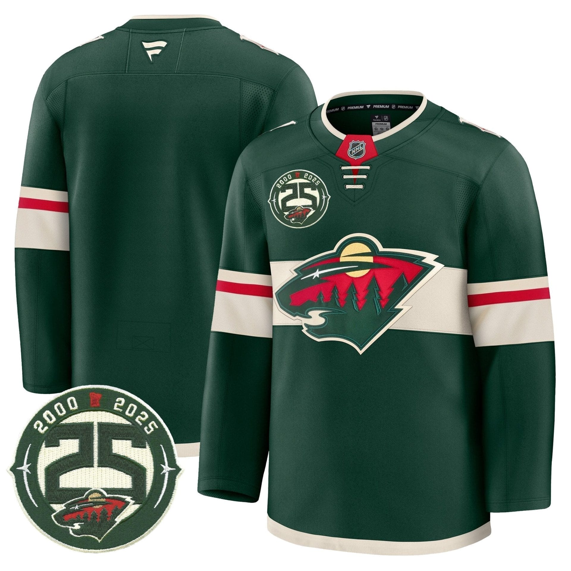 Minnesota Wild 25th Anniversary Patch Premium Jersey - All Stitched 4 Minnesota Wild 25th Anniversary Patch Premium Jersey - All Stitched - Image 4