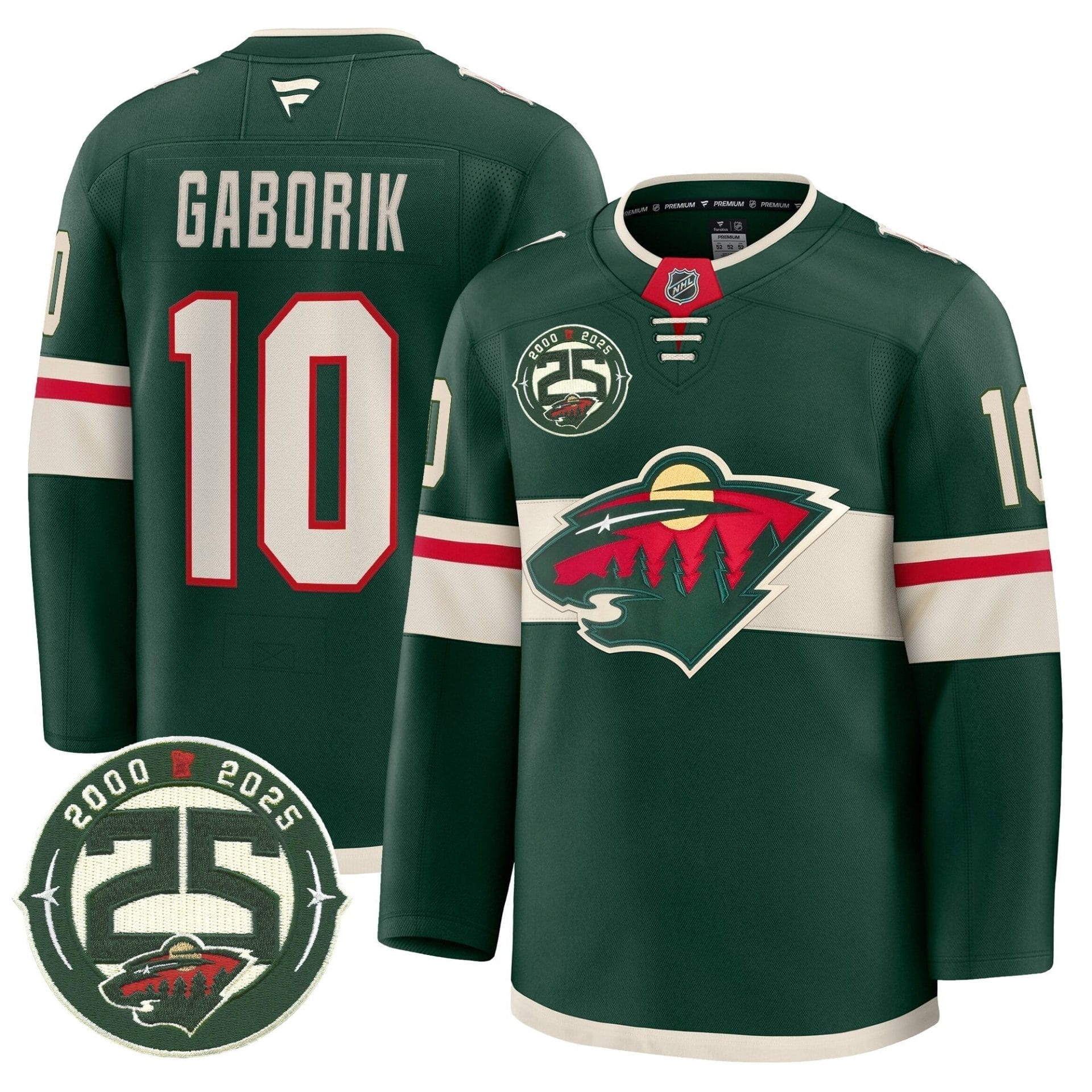 Minnesota Wild 25th Anniversary Patch Premium Jersey - All Stitched 3 Minnesota Wild 25th Anniversary Patch Premium Jersey - All Stitched - Image 3