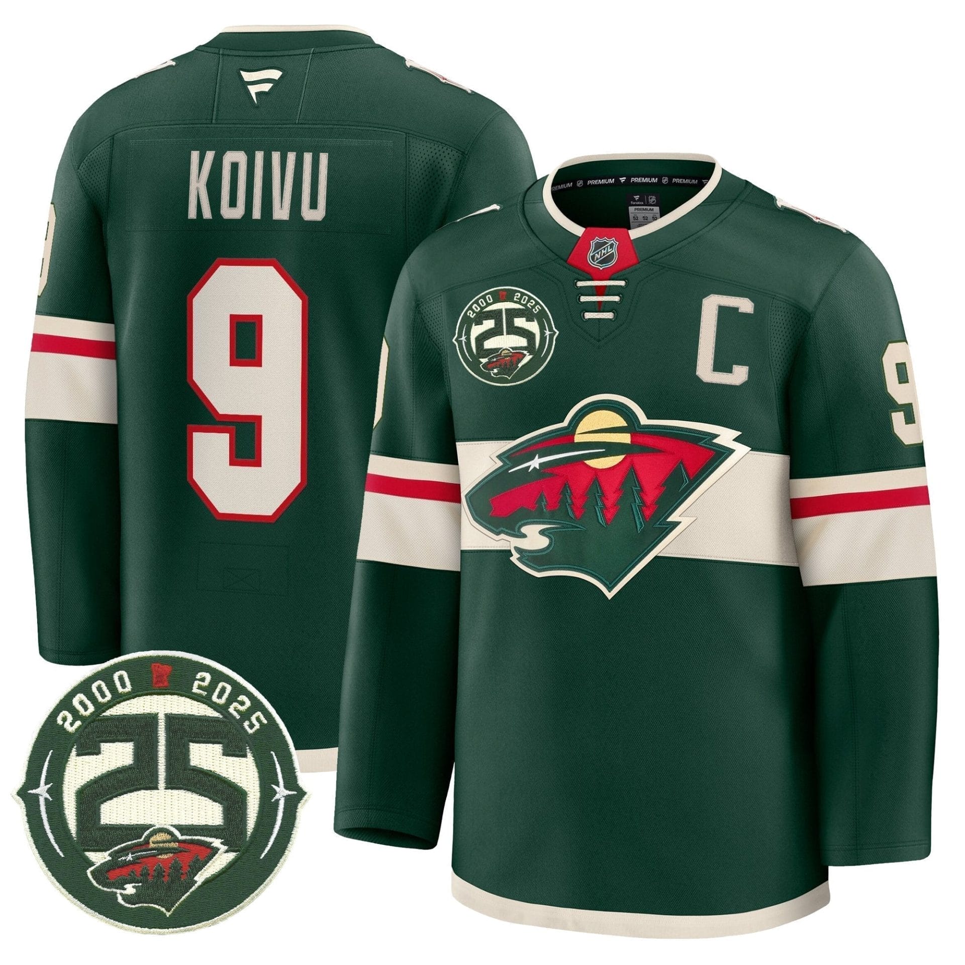 Minnesota Wild 25th Anniversary Patch Premium Jersey - All Stitched 2 Minnesota Wild 25th Anniversary Patch Premium Jersey - All Stitched - Image 2
