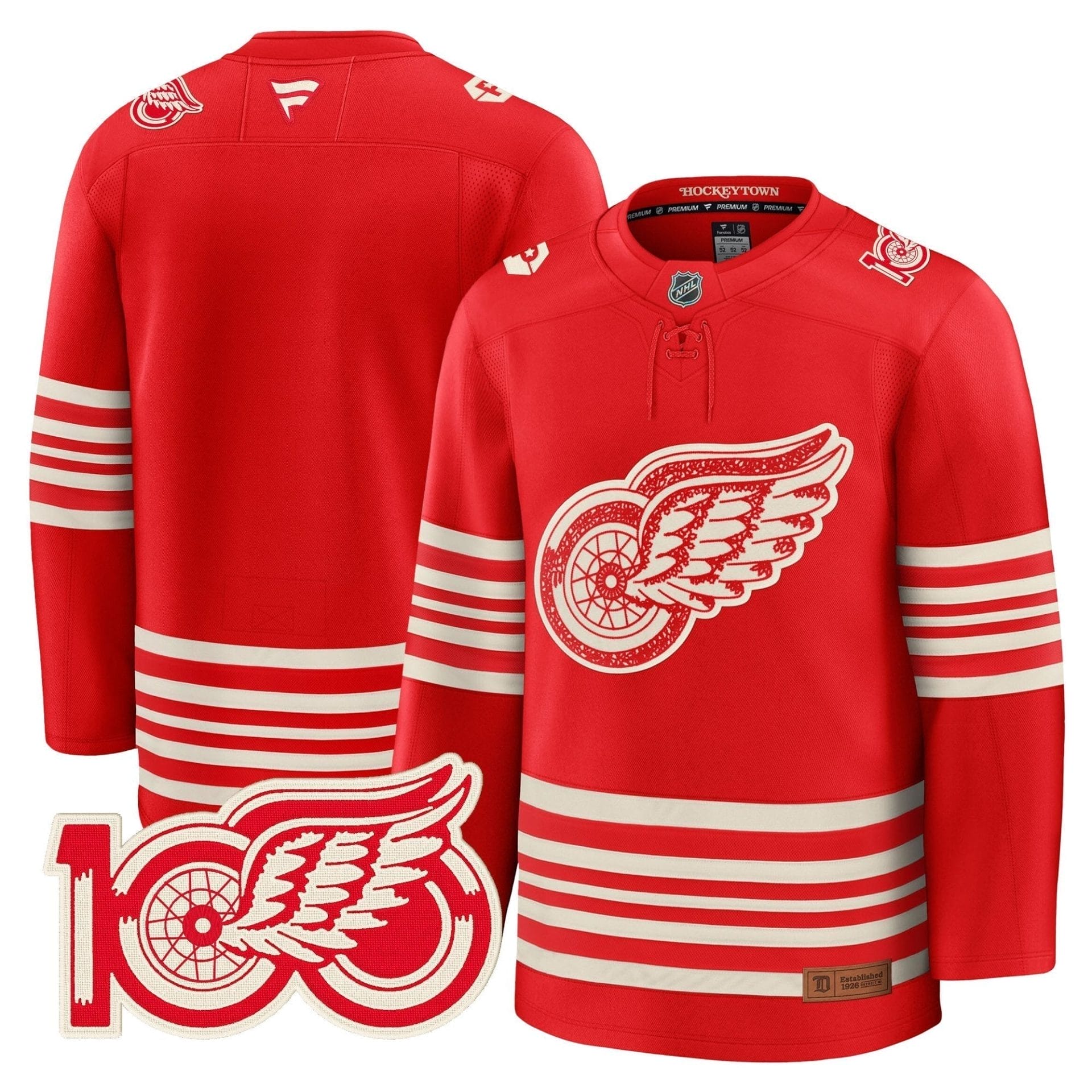 Detroit Red Wings Centennial Season Premium Jersey - All Stitched 4 Detroit Red Wings Centennial Season Premium Jersey - All Stitched - Image 4