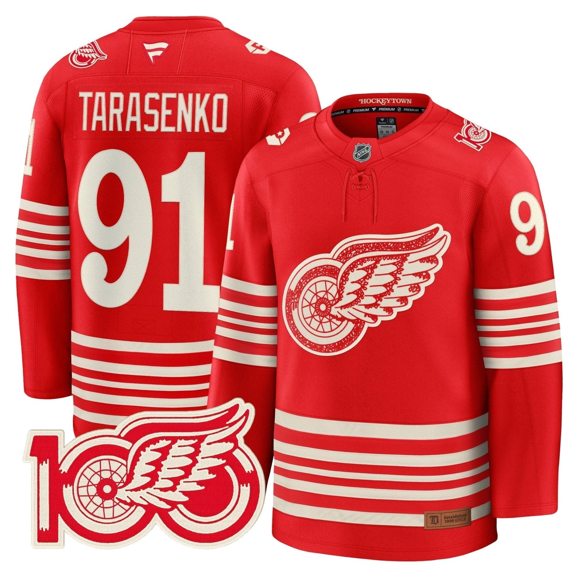 Detroit Red Wings Centennial Season Premium Jersey - All Stitched 8 Detroit Red Wings Centennial Season Premium Jersey - All Stitched - Image 8