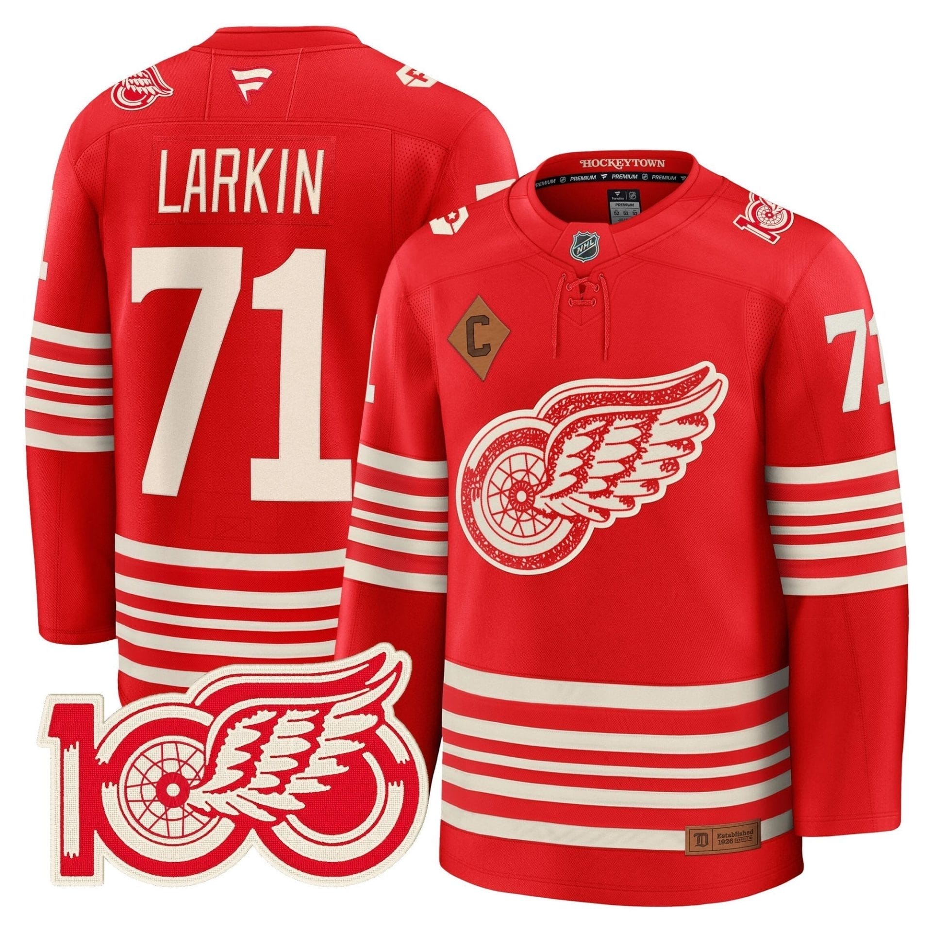Detroit Red Wings Centennial Season Premium Jersey - All Stitched 7 Detroit Red Wings Centennial Season Premium Jersey - All Stitched - Image 7