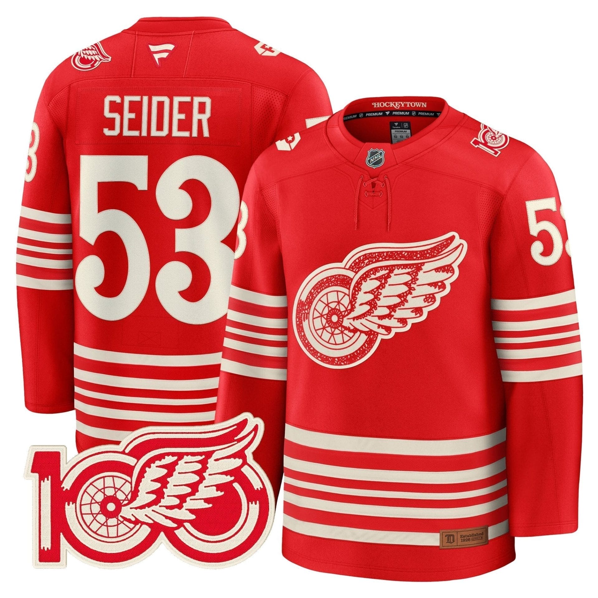 Detroit Red Wings Centennial Season Premium Jersey - All Stitched 6 Detroit Red Wings Centennial Season Premium Jersey - All Stitched - Image 6