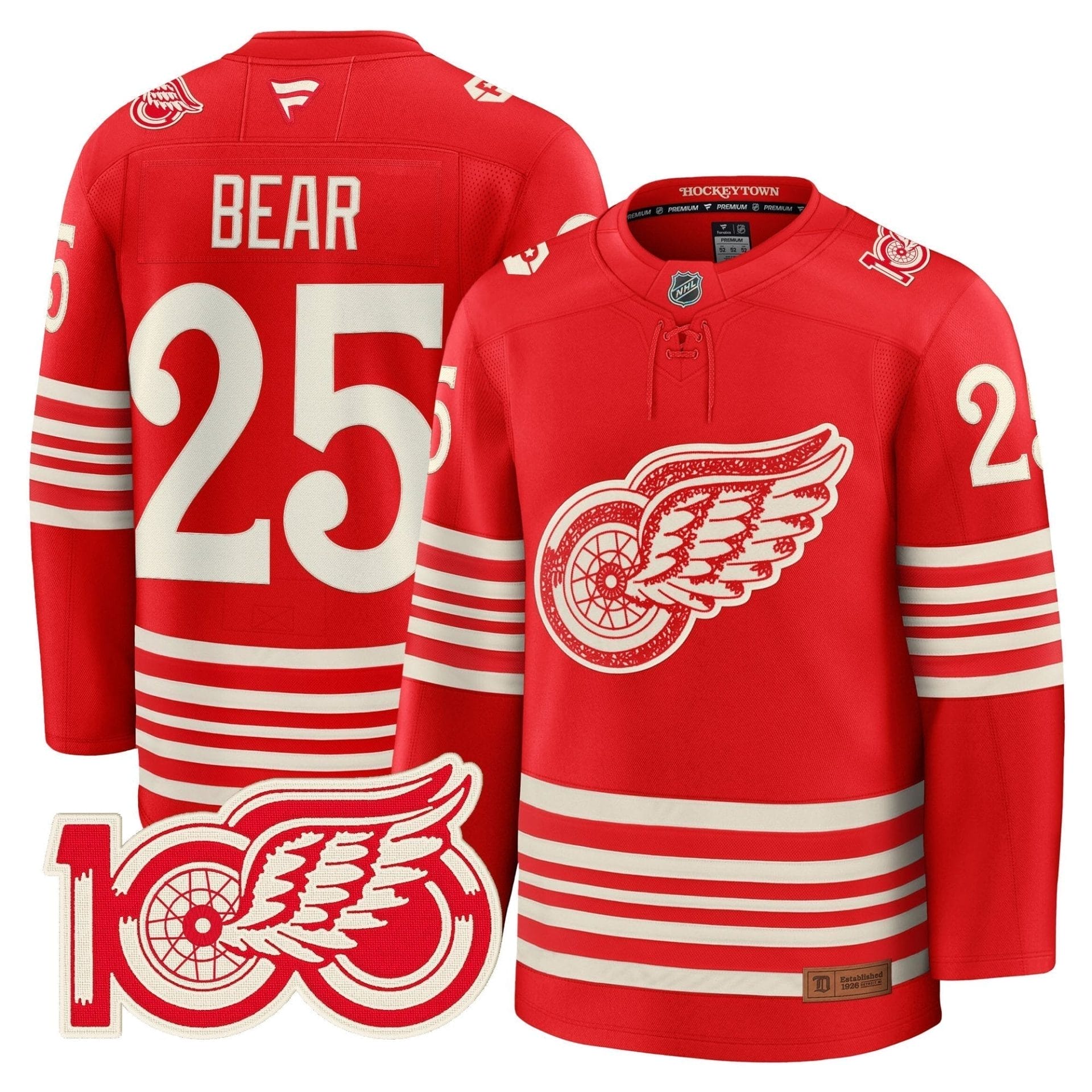 Detroit Red Wings Centennial Season Premium Jersey - All Stitched 3 Detroit Red Wings Centennial Season Premium Jersey - All Stitched - Image 3