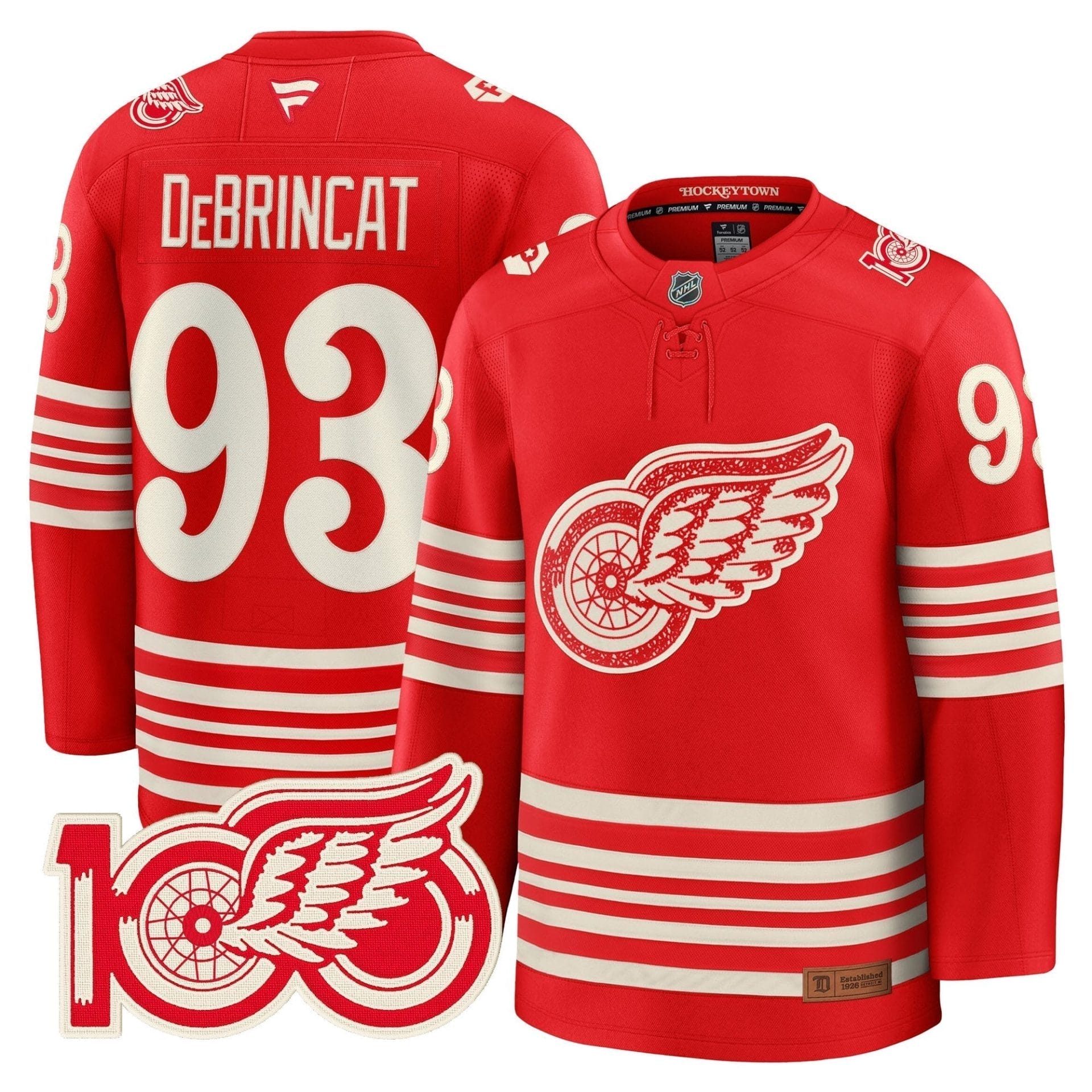 Detroit Red Wings Centennial Season Premium Jersey - All Stitched 2 Detroit Red Wings Centennial Season Premium Jersey - All Stitched - Image 2