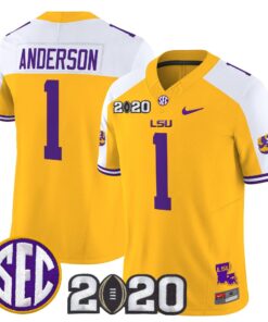 Alternative view of Aaron Anderson Jersey #1 LSU Tigers 2020 National Champions Stitched