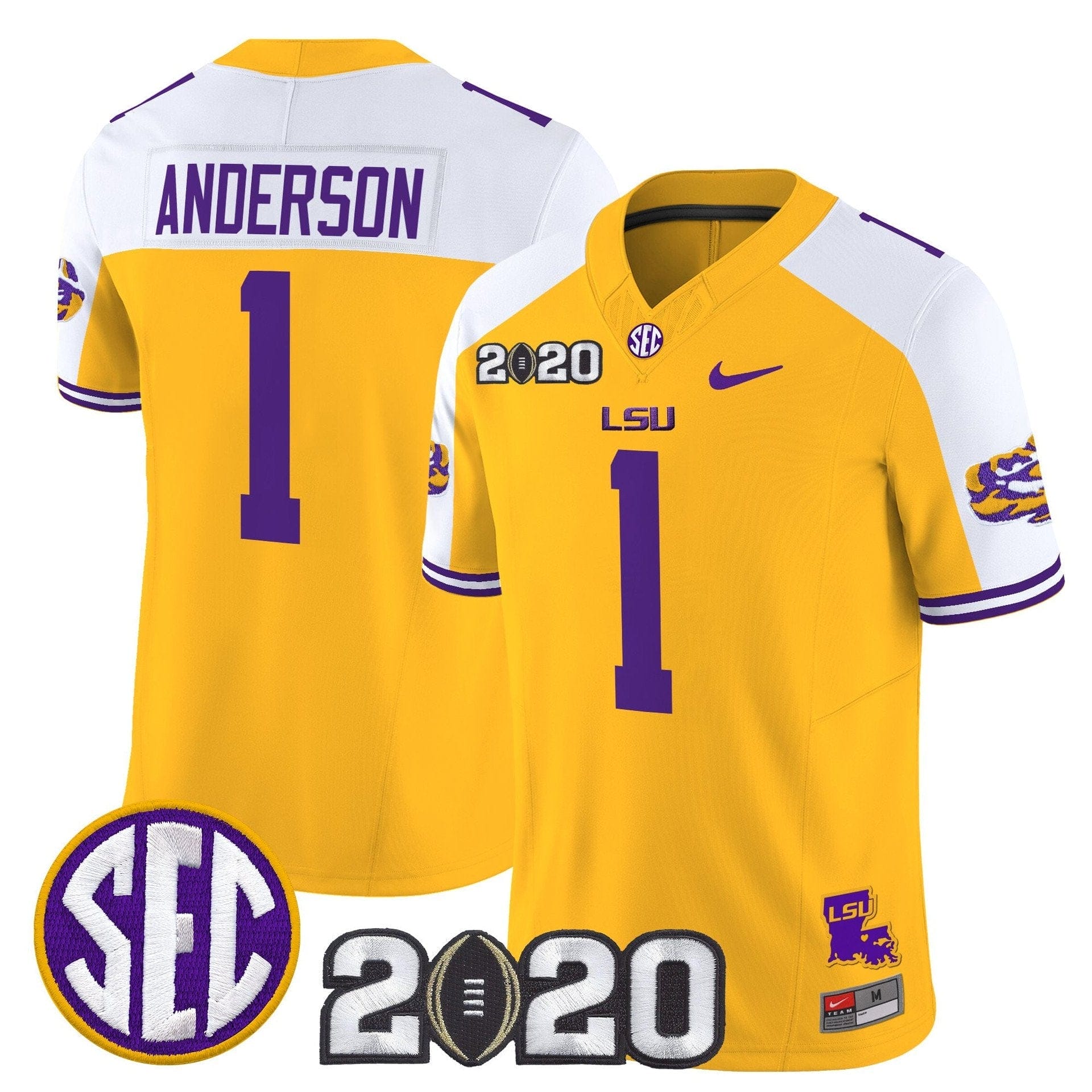Aaron Anderson Jersey #1 LSU Tigers 2020 National Champions Stitched 2 Aaron Anderson Jersey #1 LSU Tigers 2020 National Champions Stitched - Image 2