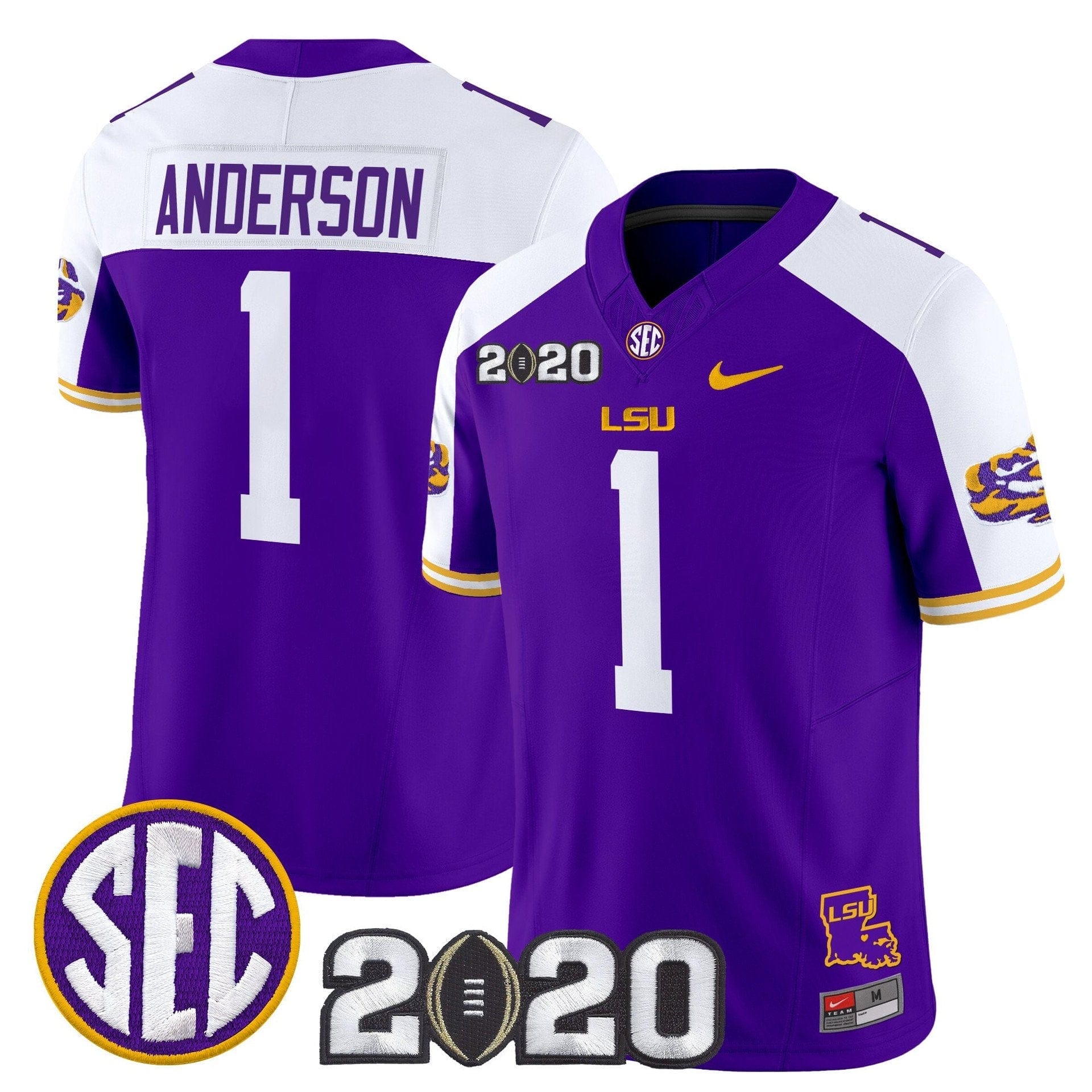 Aaron Anderson Jersey #1 LSU Tigers 2020 National Champions Stitched 4 Aaron Anderson Jersey #1 LSU Tigers 2020 National Champions Stitched - Image 4