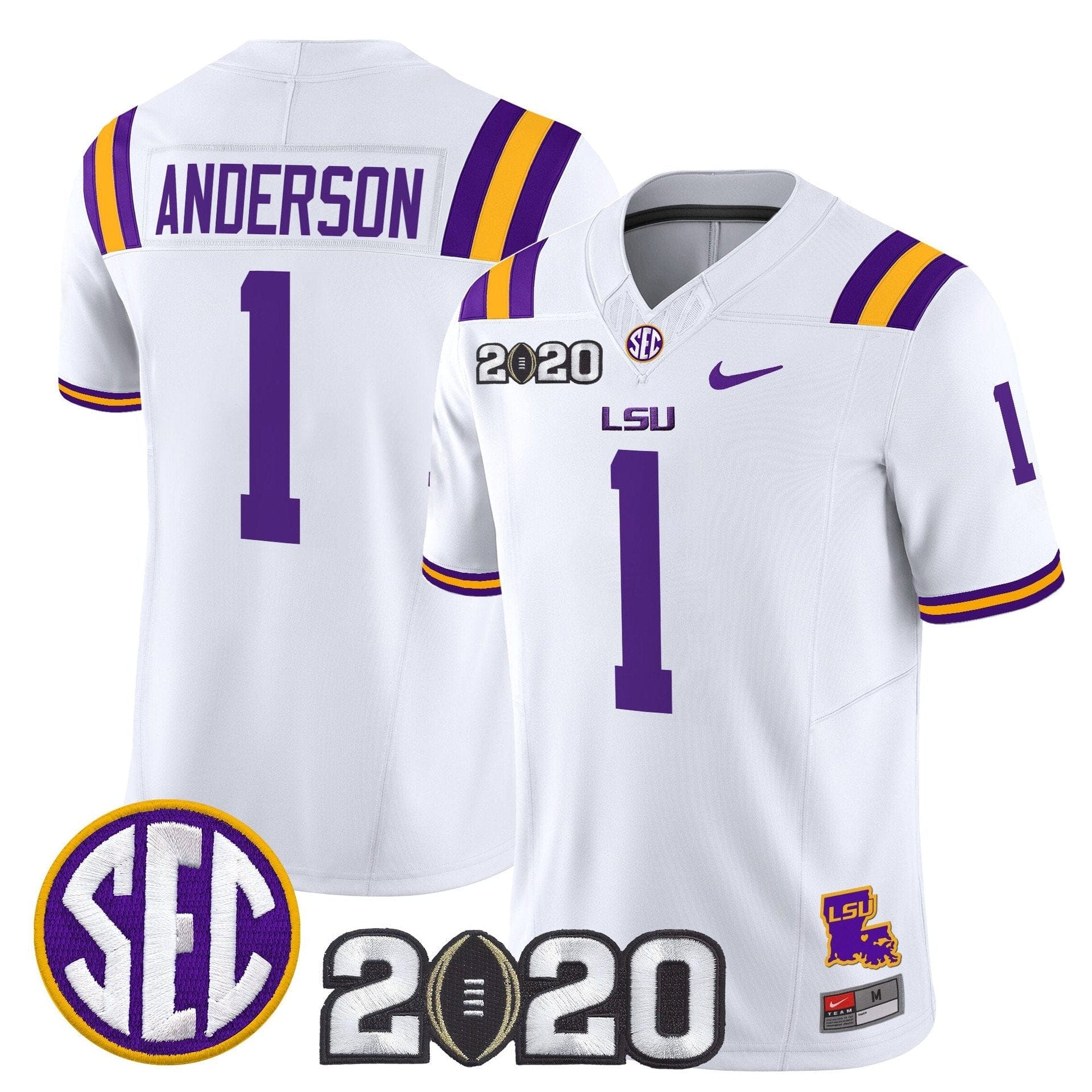 Aaron Anderson Jersey #1 LSU Tigers 2020 National Champions Stitched 1 Aaron Anderson Jersey #1 LSU Tigers 2020 National Champions Stitched
