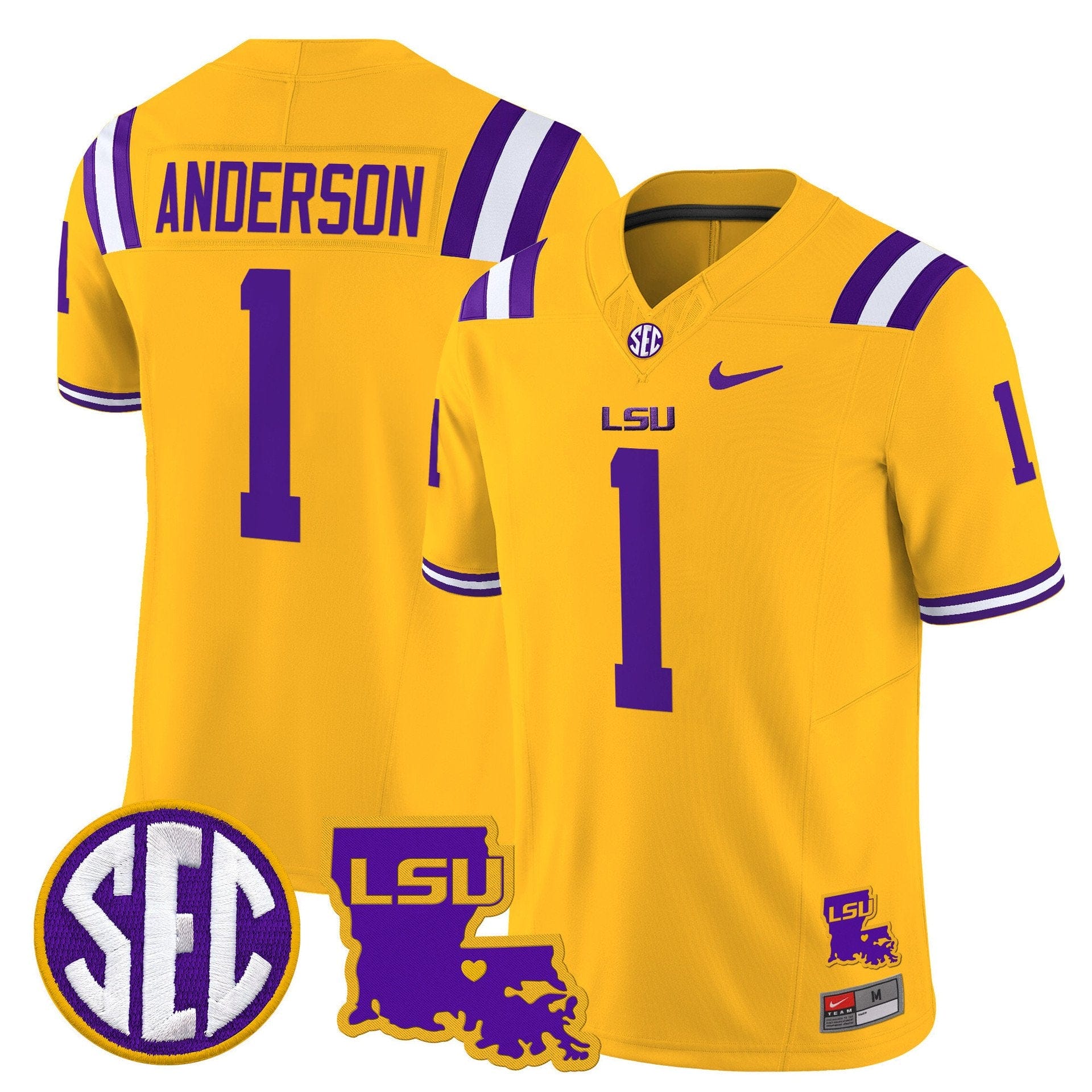 Aaron Anderson Jersey #1 LSU Tigers 2025 Louisiana Patch Stitched