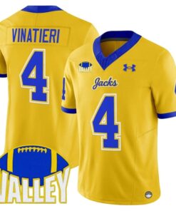 Adam Vinatieri Jersey 4 South Dakota State Jackrabbits 2025 Stitched Gold