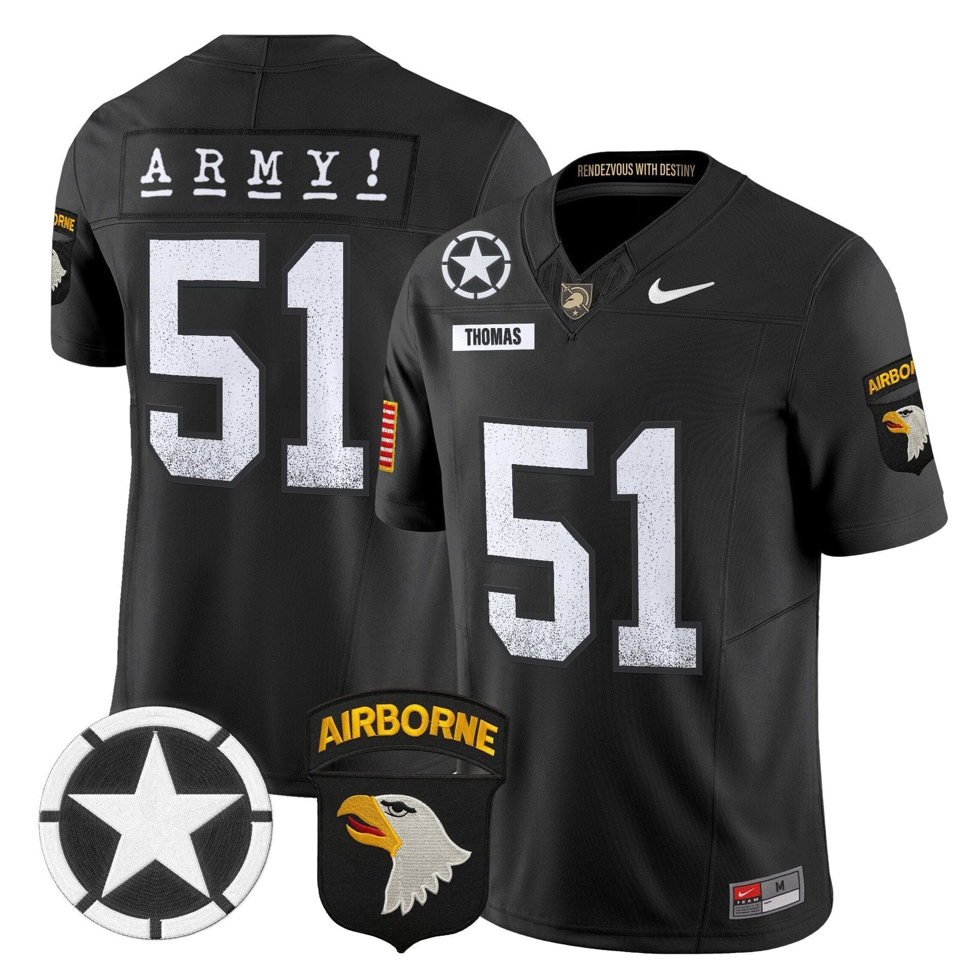 Andon Thomas Jersey #51 Army Black Knights 2025 Screaming Eagles Stitched 1 Andon Thomas Jersey #51 Army Black Knights 2025 Screaming Eagles Stitched