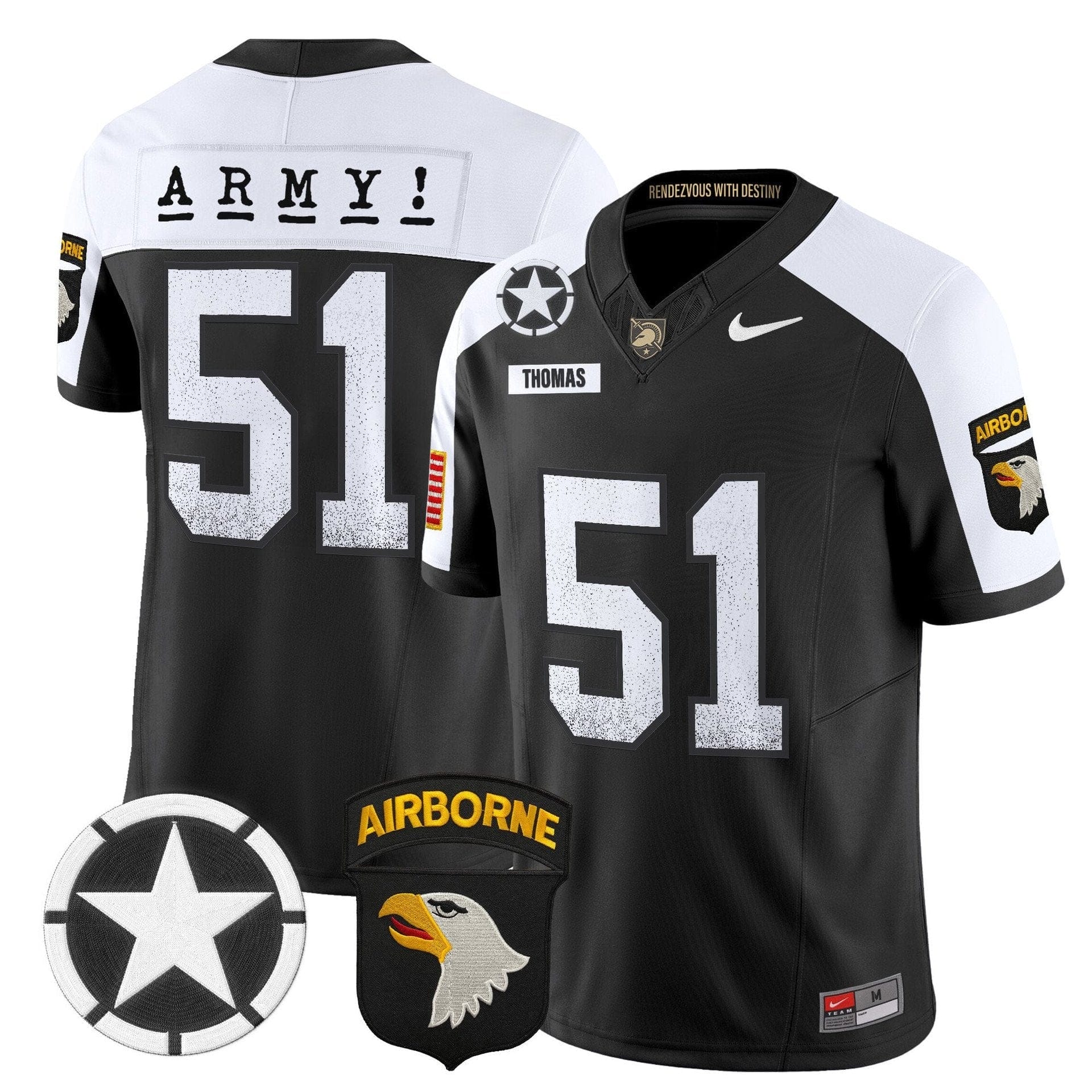 Andon Thomas Jersey #51 Army Black Knights 2025 Screaming Eagles Stitched 4 Andon Thomas Jersey #51 Army Black Knights 2025 Screaming Eagles Stitched - Image 4