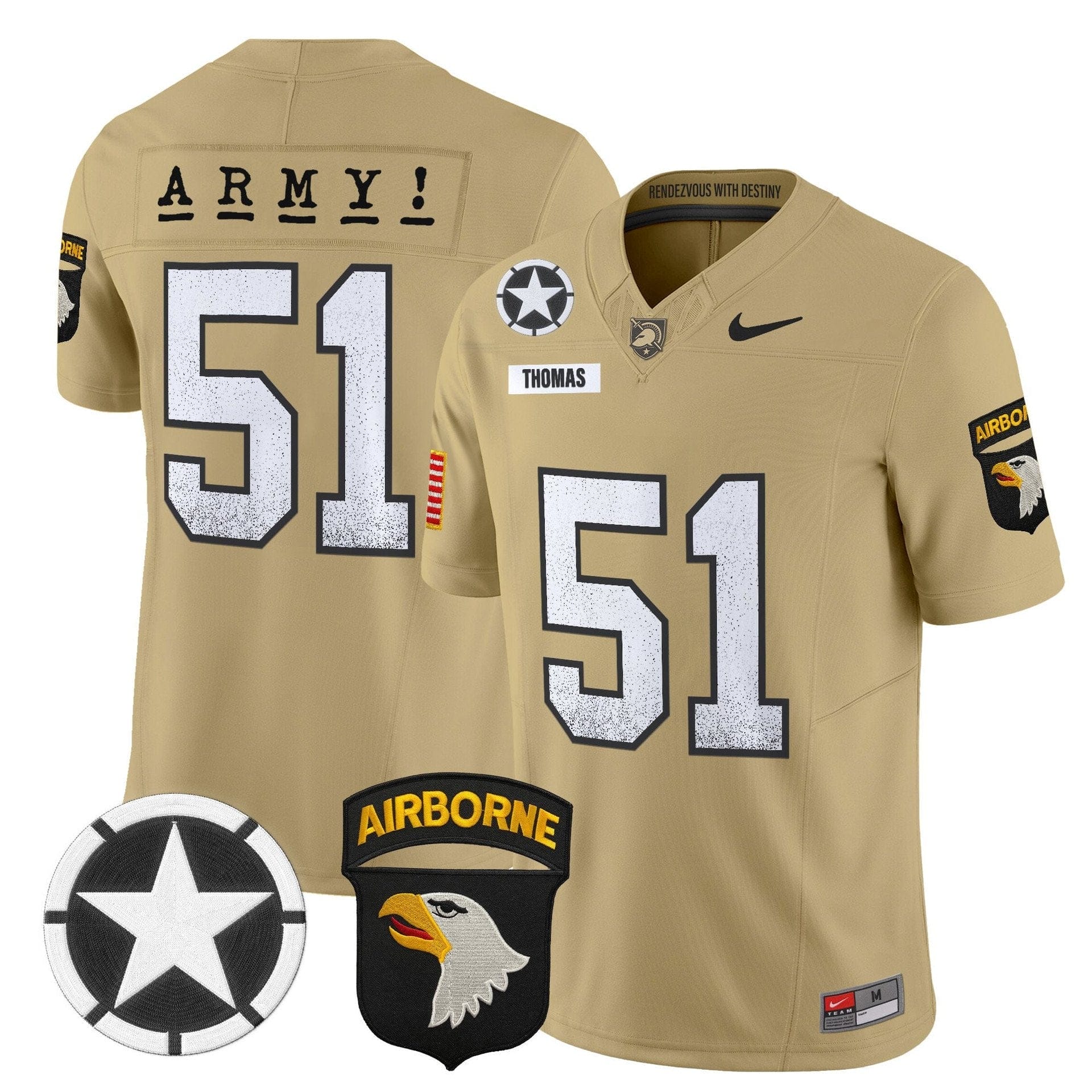 Andon Thomas Jersey #51 Army Black Knights 2025 Screaming Eagles Stitched 3 Andon Thomas Jersey #51 Army Black Knights 2025 Screaming Eagles Stitched - Image 3