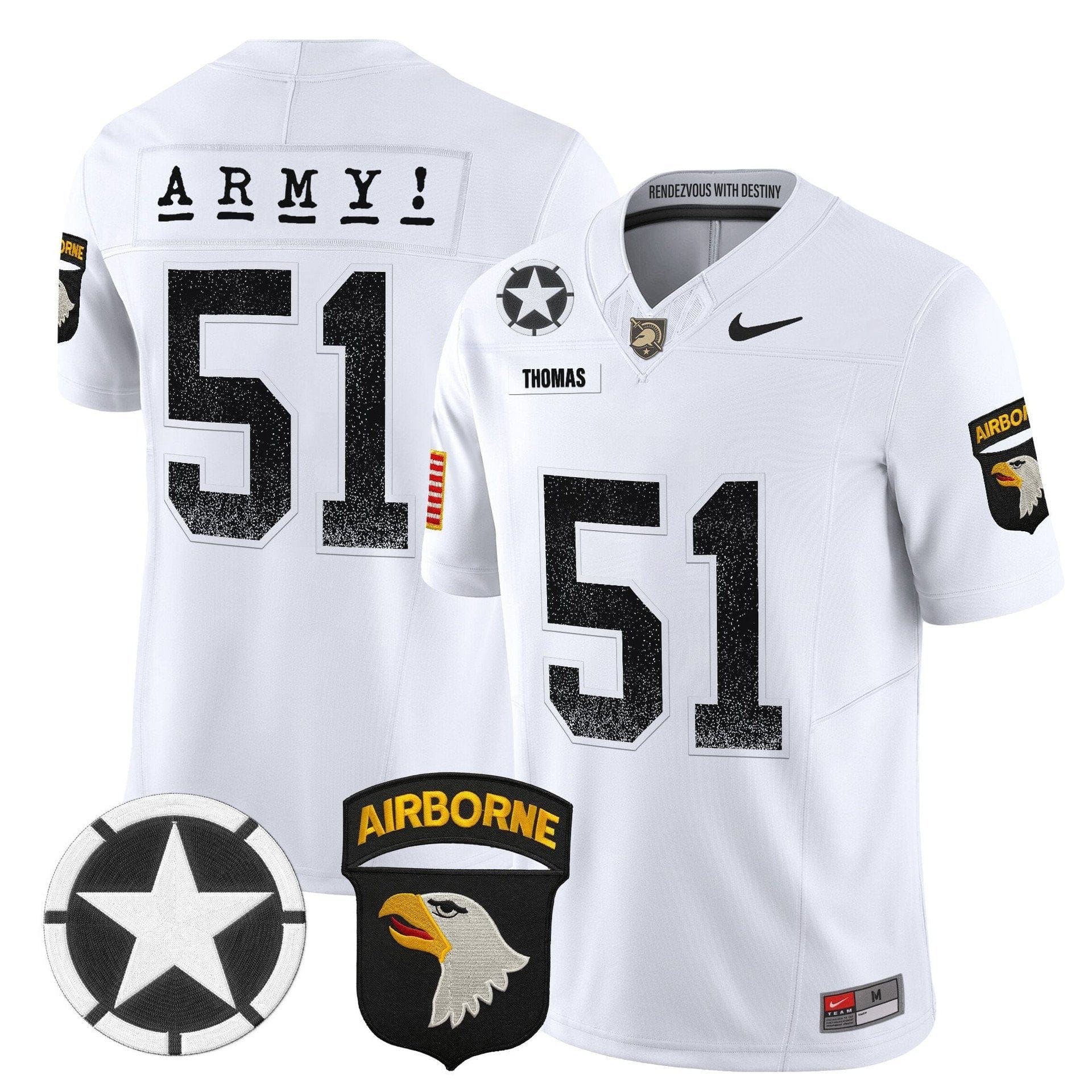 Andon Thomas Jersey #51 Army Black Knights 2025 Screaming Eagles Stitched 2 Andon Thomas Jersey #51 Army Black Knights 2025 Screaming Eagles Stitched - Image 2