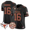 Arch Manning Jersey 16 Texas Longhorns 2025 State Map SEC Patch Black 38a55495 d2a1 4e2d ba03 102a1513ec40
